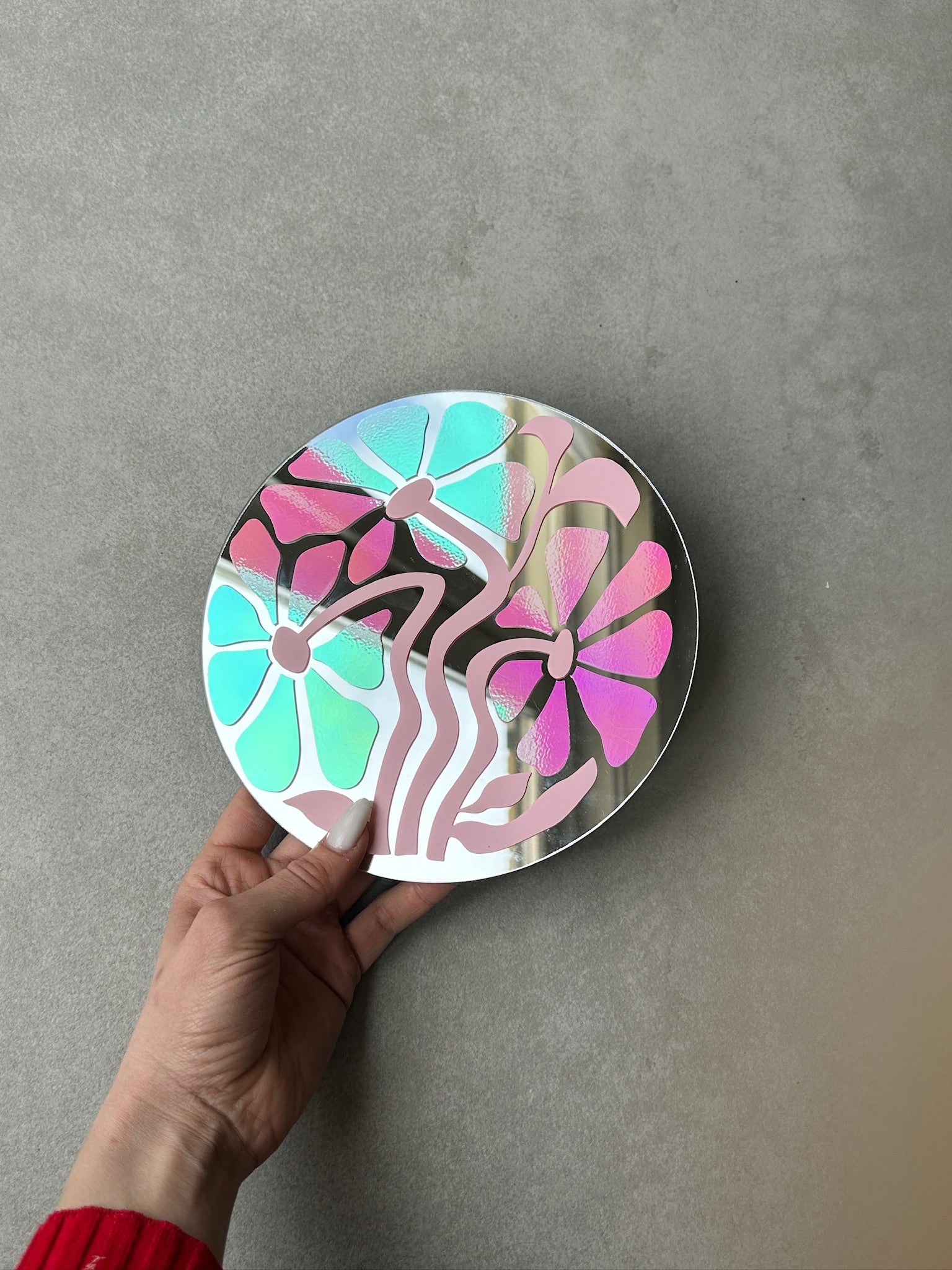 Flower mirror babypink