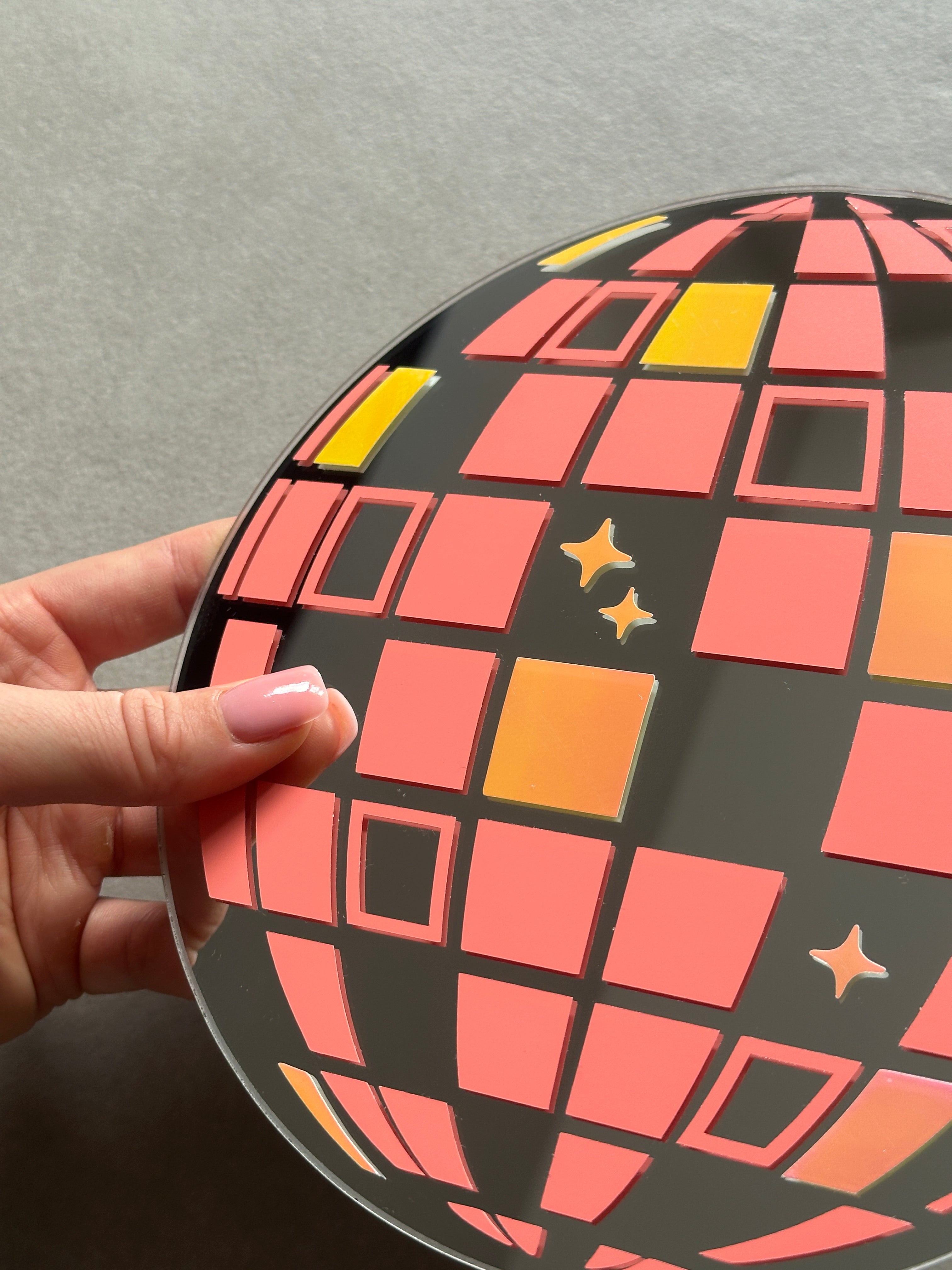 Discoball mirror peach