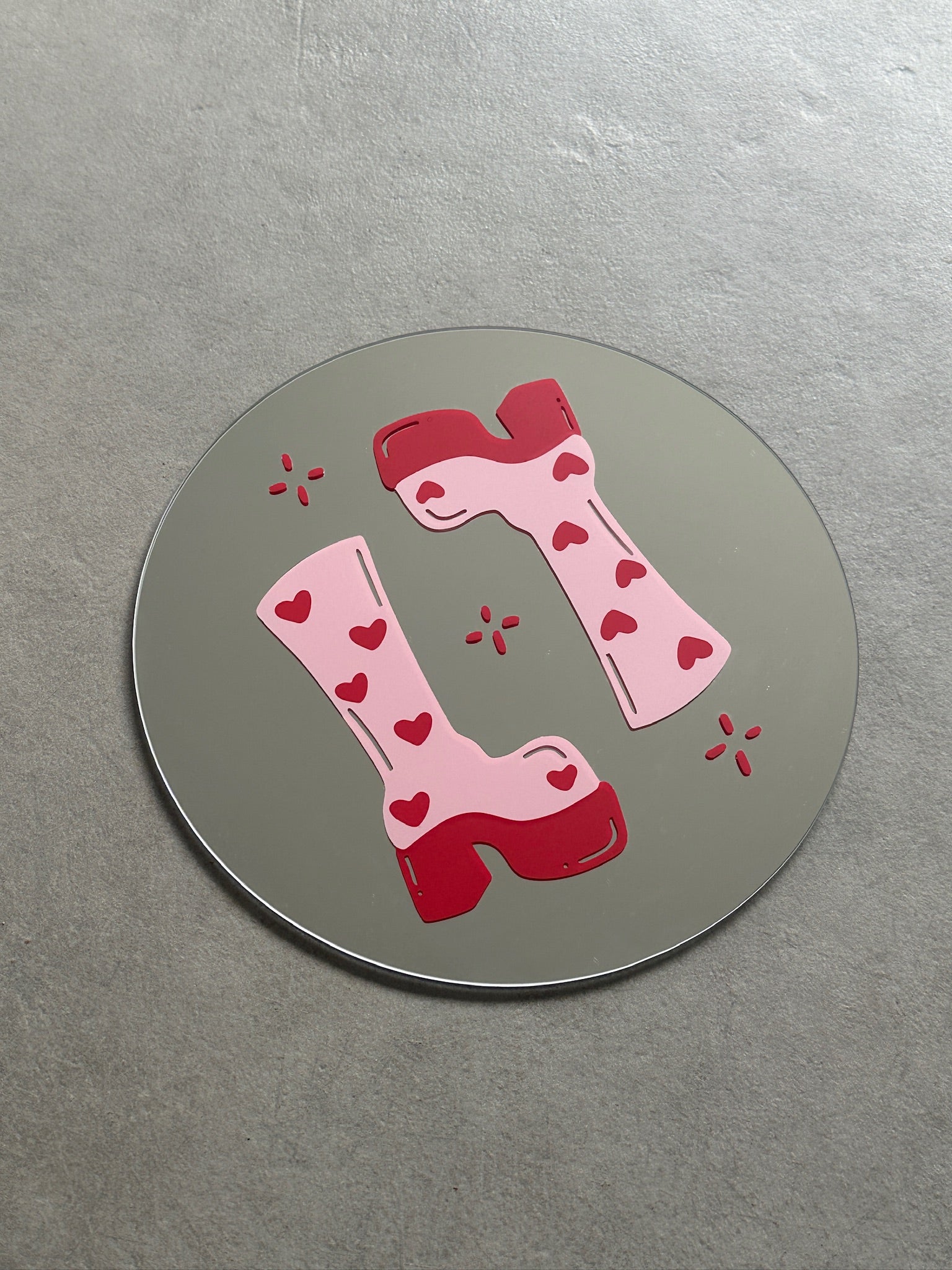 Boots of love mirror babypink red