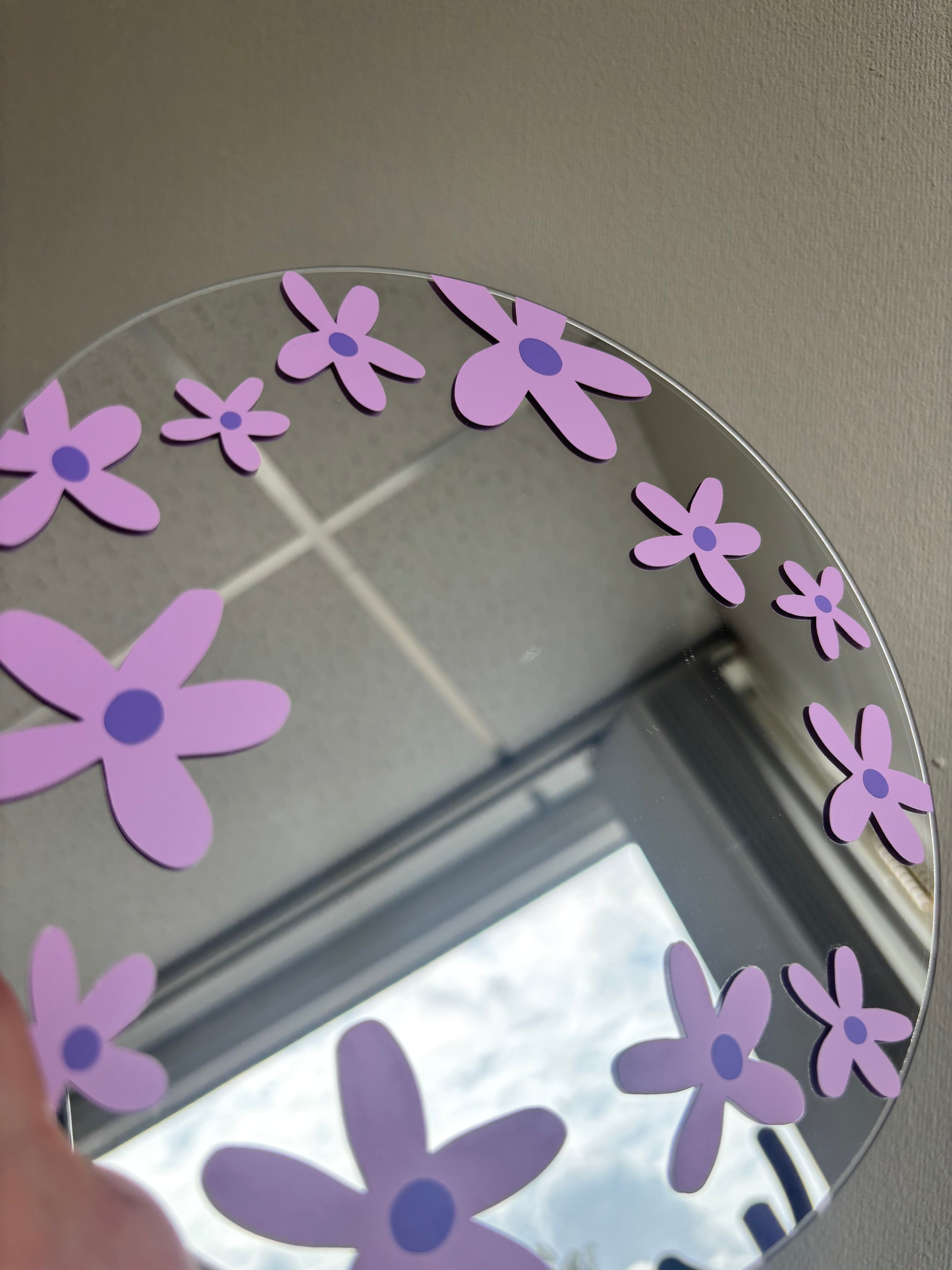 Damaged flower field mirror lila purple