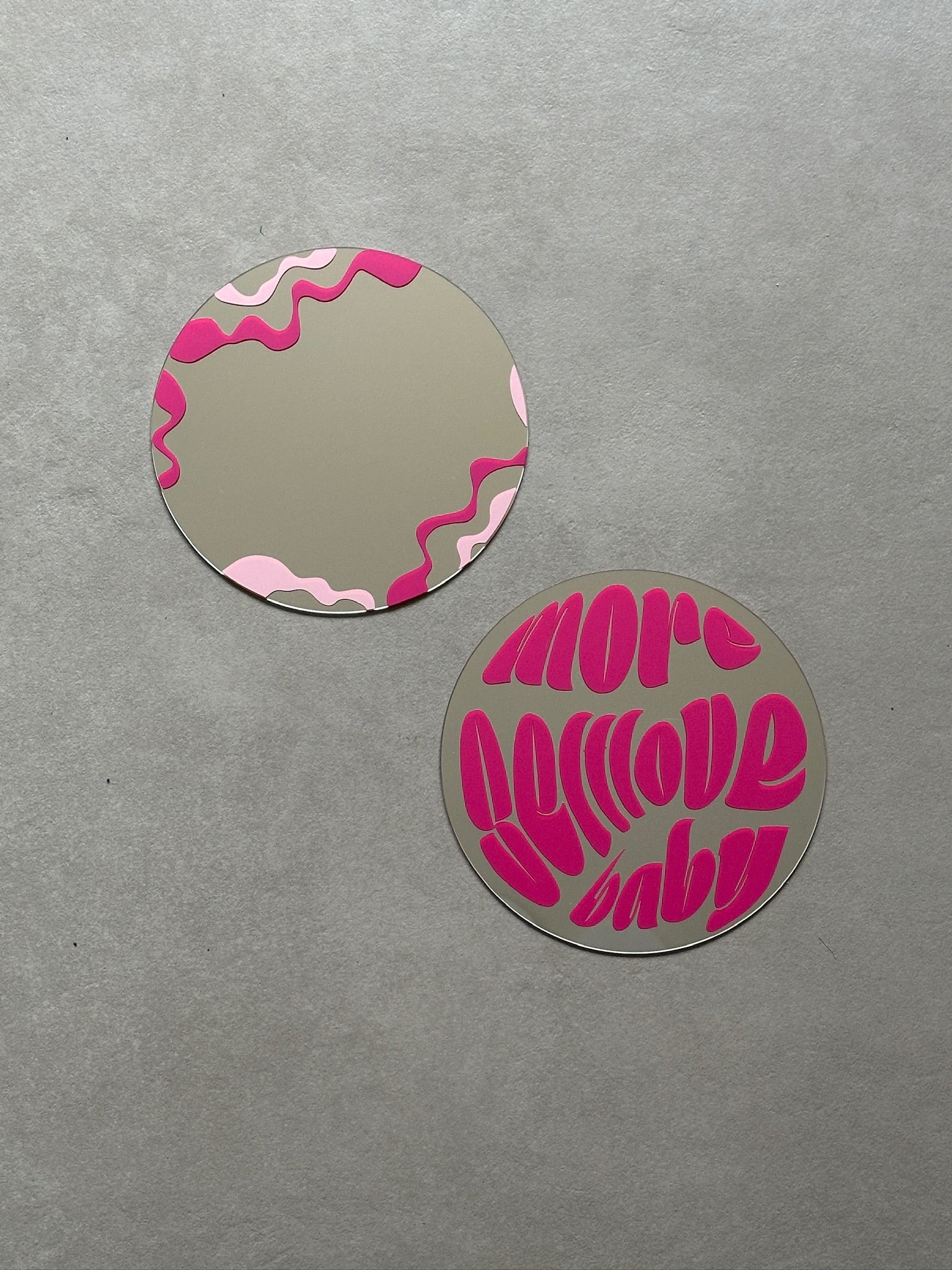 Mixed wave mirror fucsia babypink