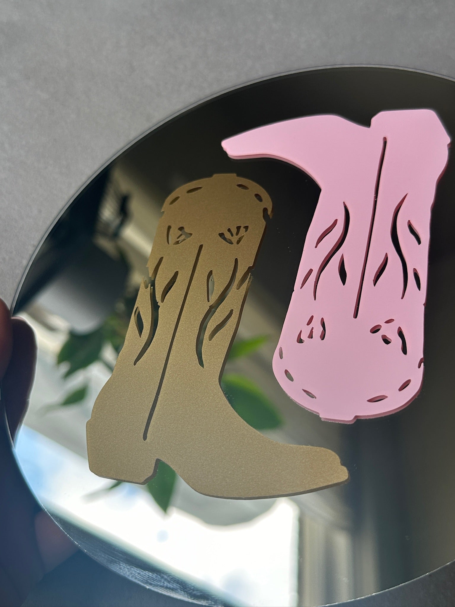 Cowboy boots mirror sand babypink vintage gold round