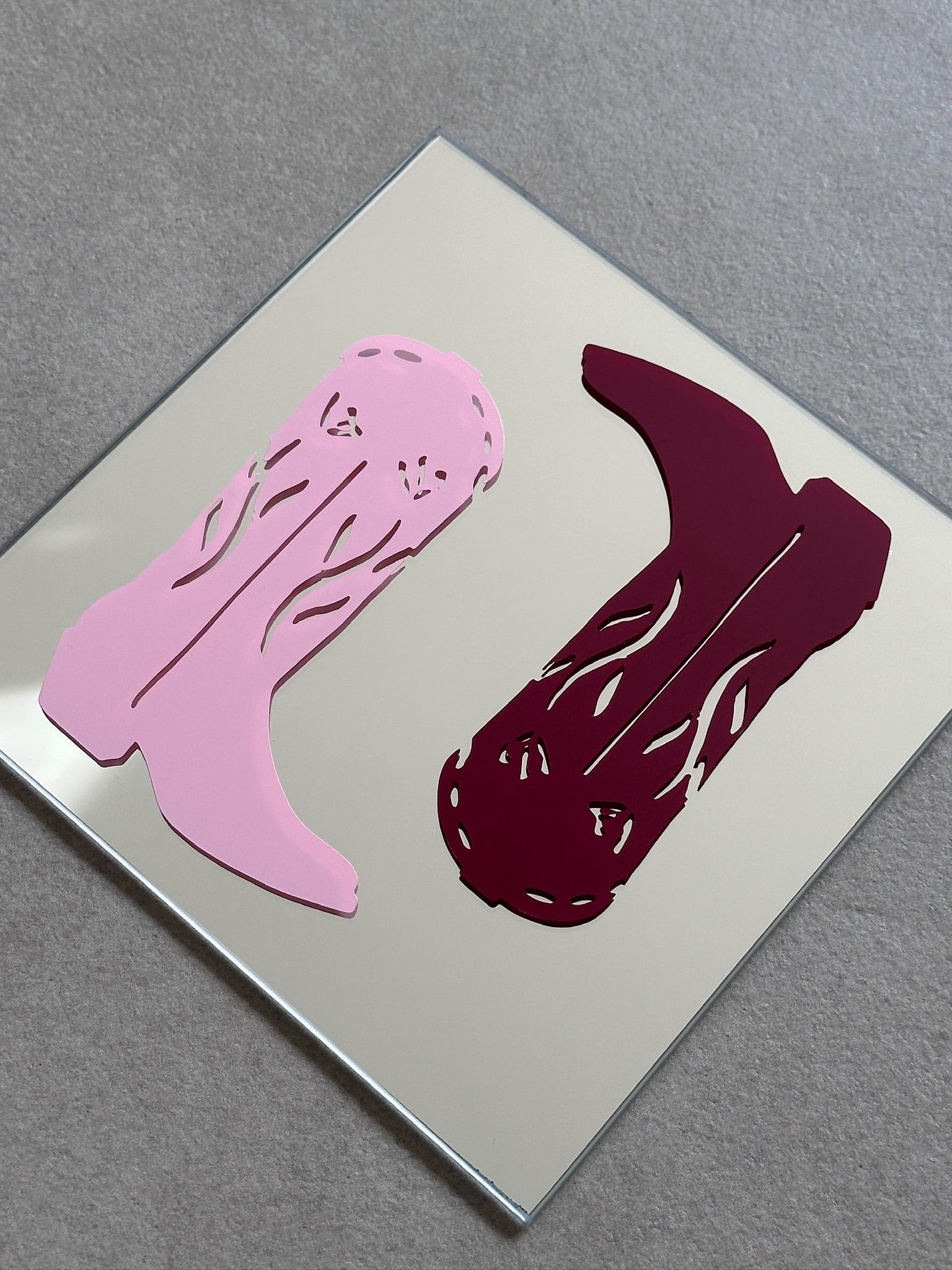 Cowboy boots spiegel babypink burgundy