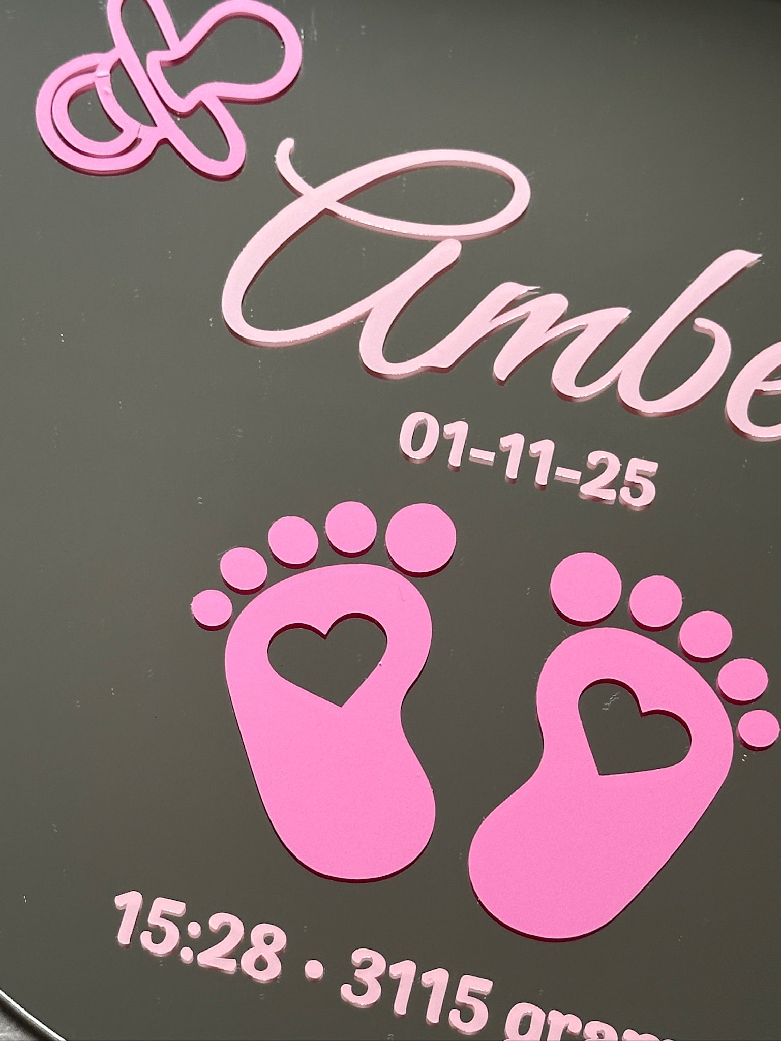 Custom geboorte spiegel pink tones