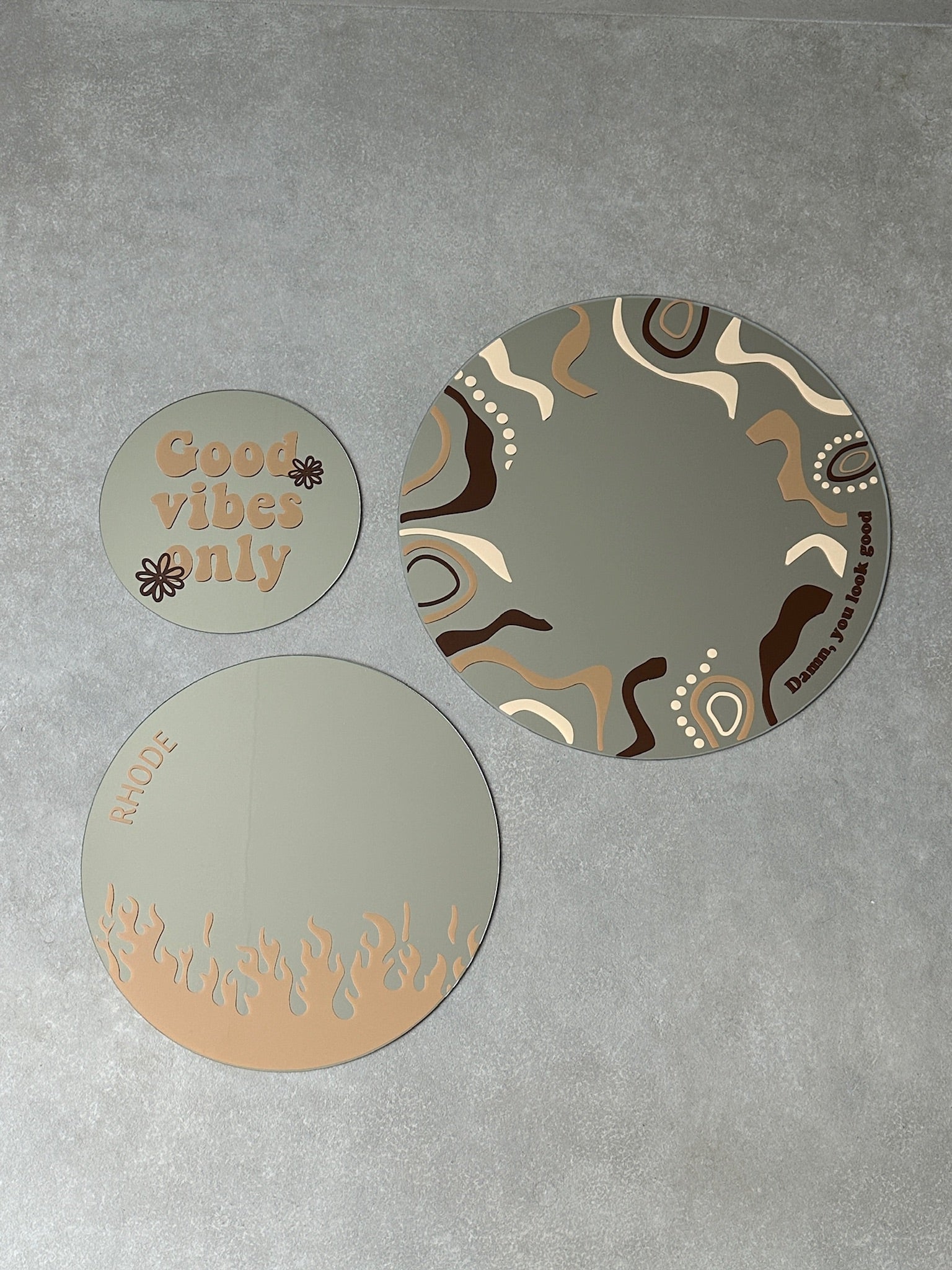 Custom fire mirror caramel
