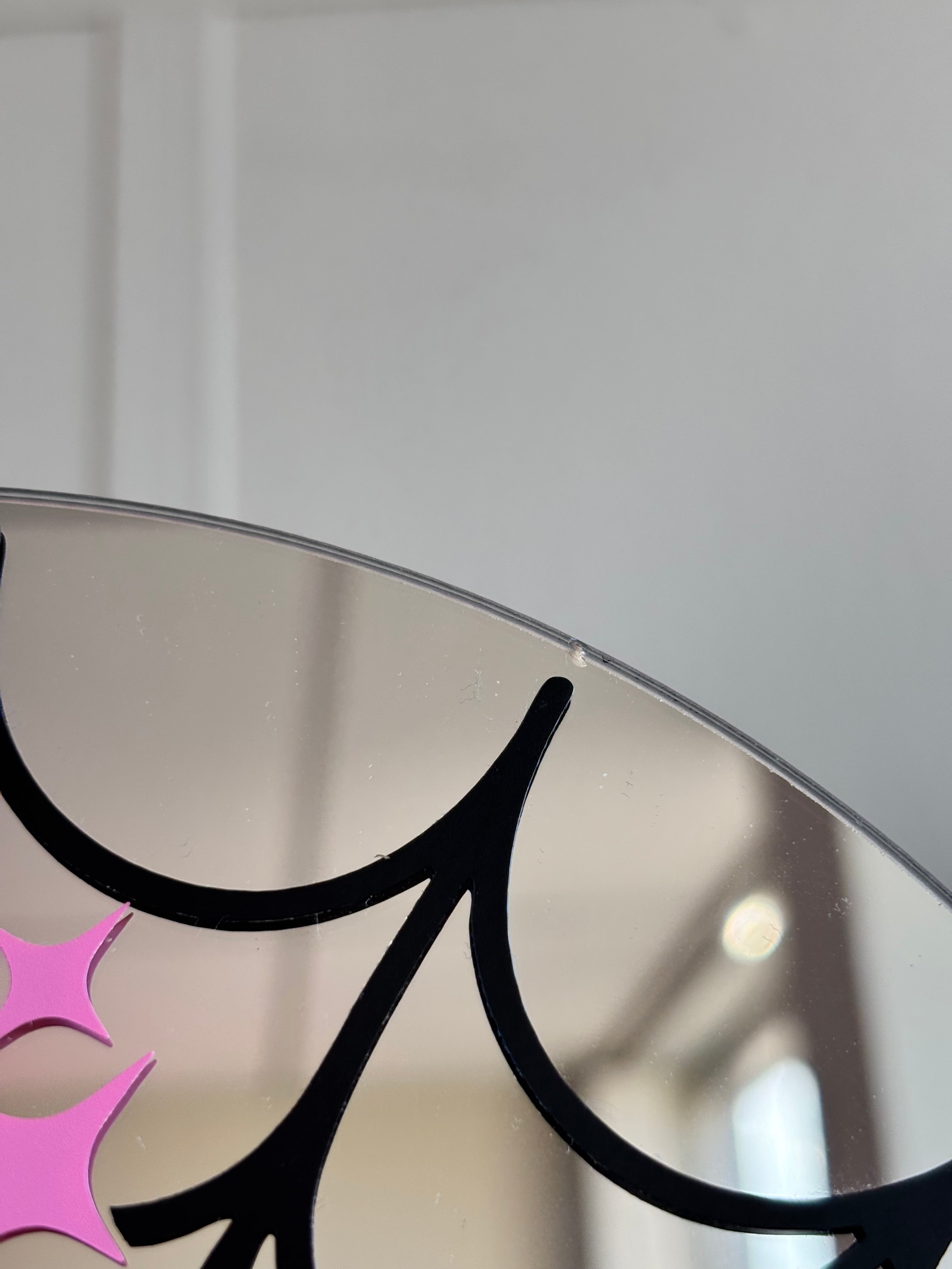 Damaged spider web mirror black pink