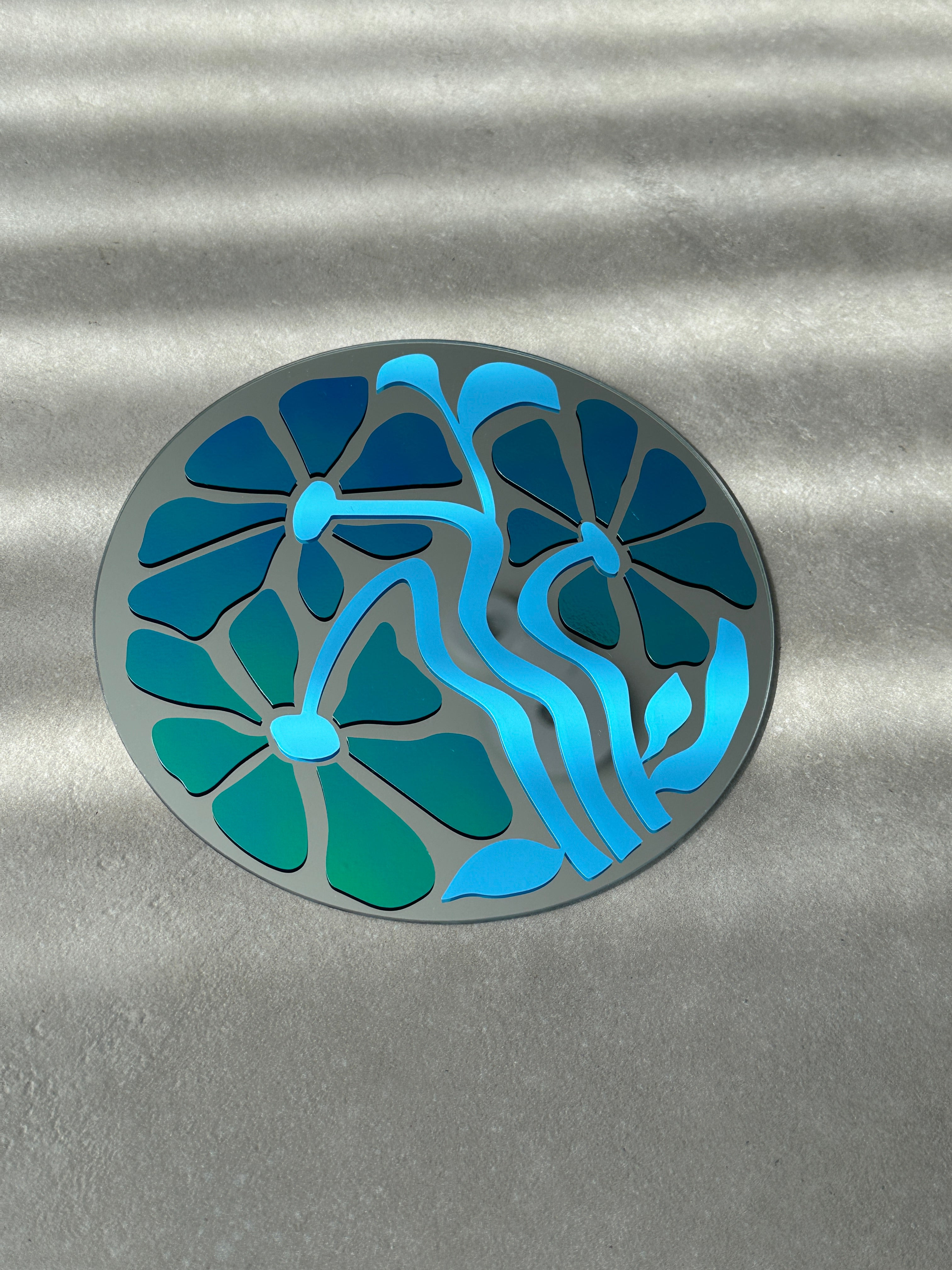 Flower mirror blue