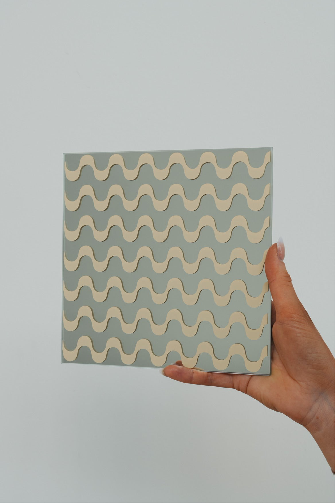 Mirror candle plate 'wave'