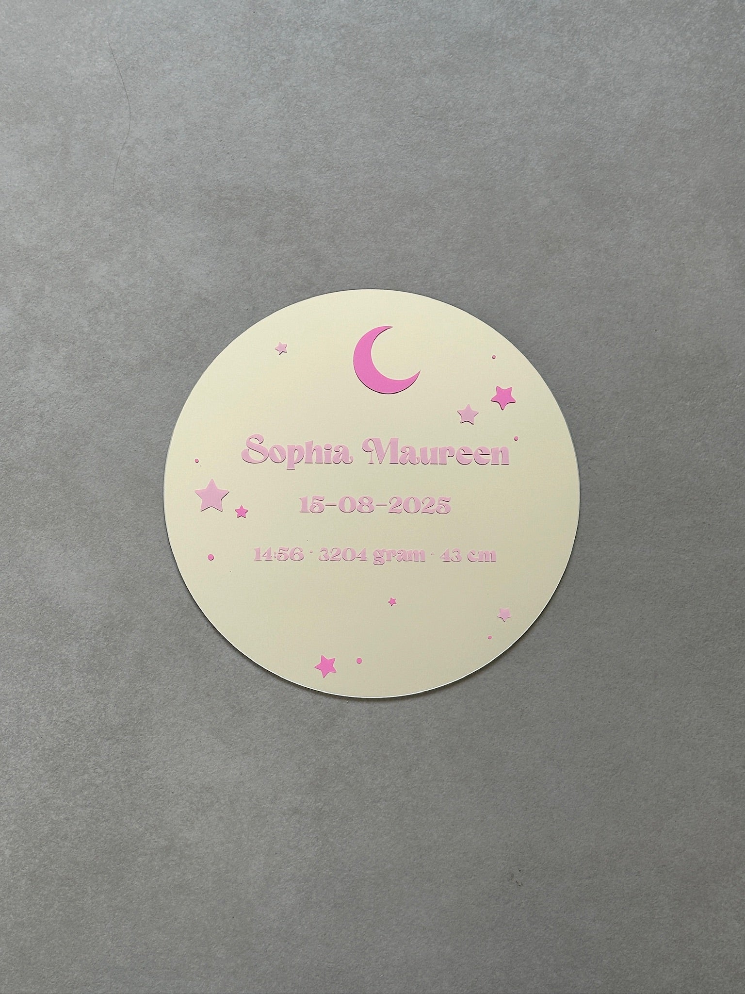 Custom moon geboorte spiegel pink tones