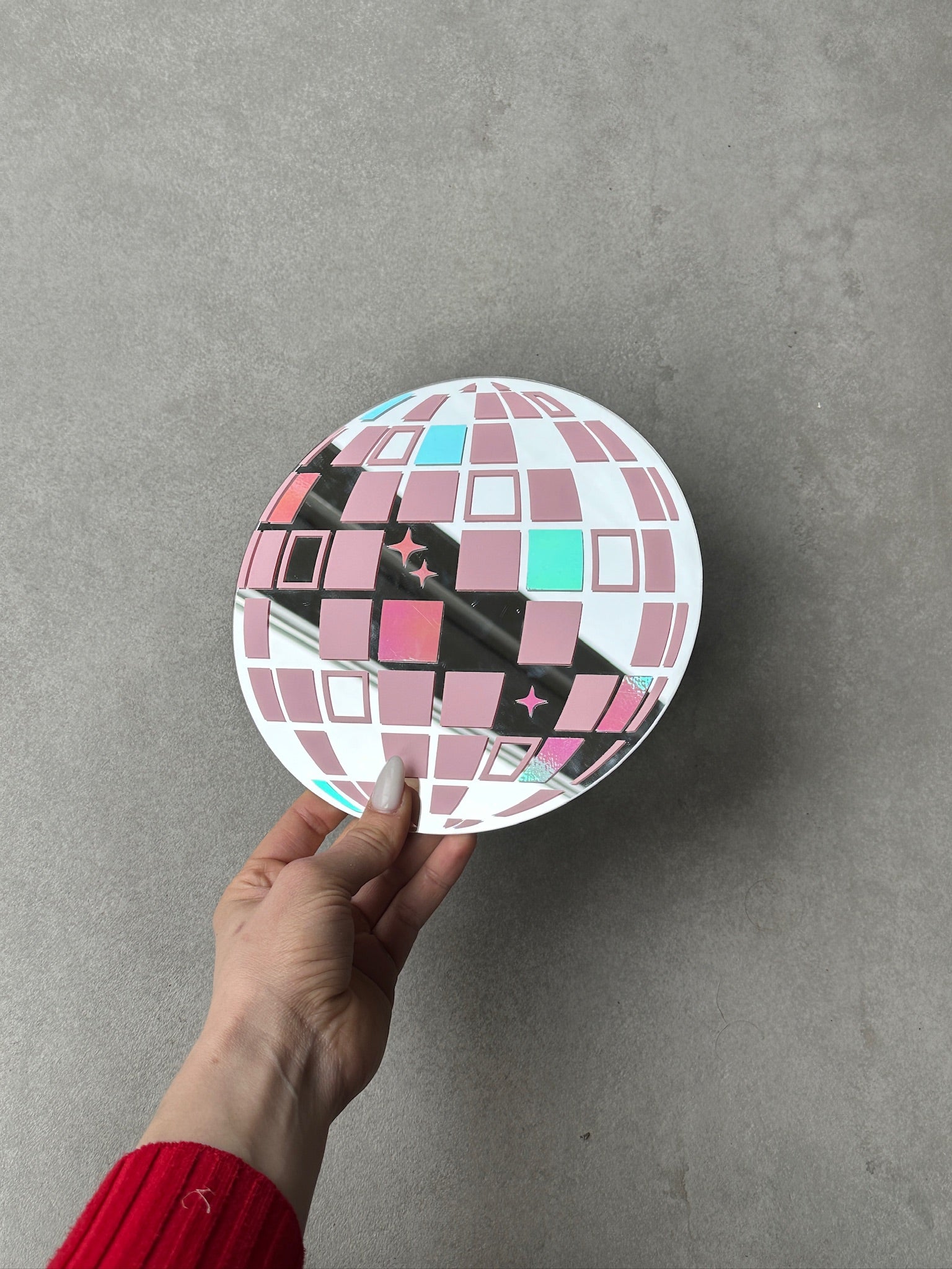 Discoball mirror babypink