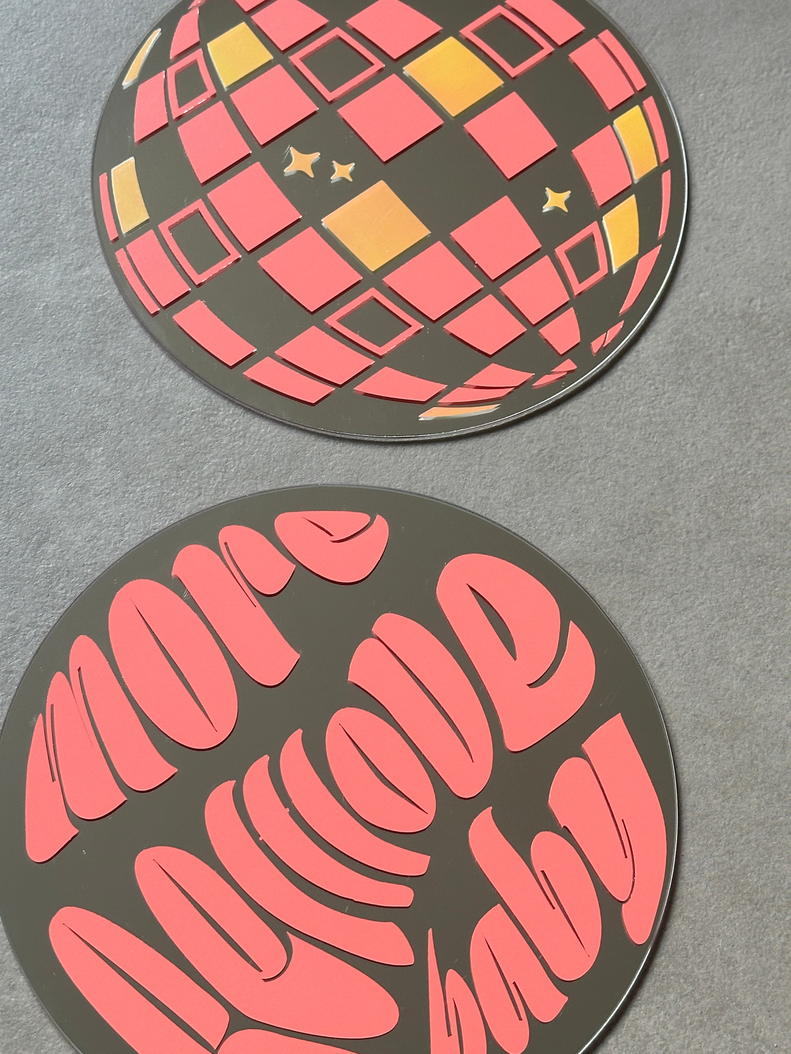 Discoball mirror peach