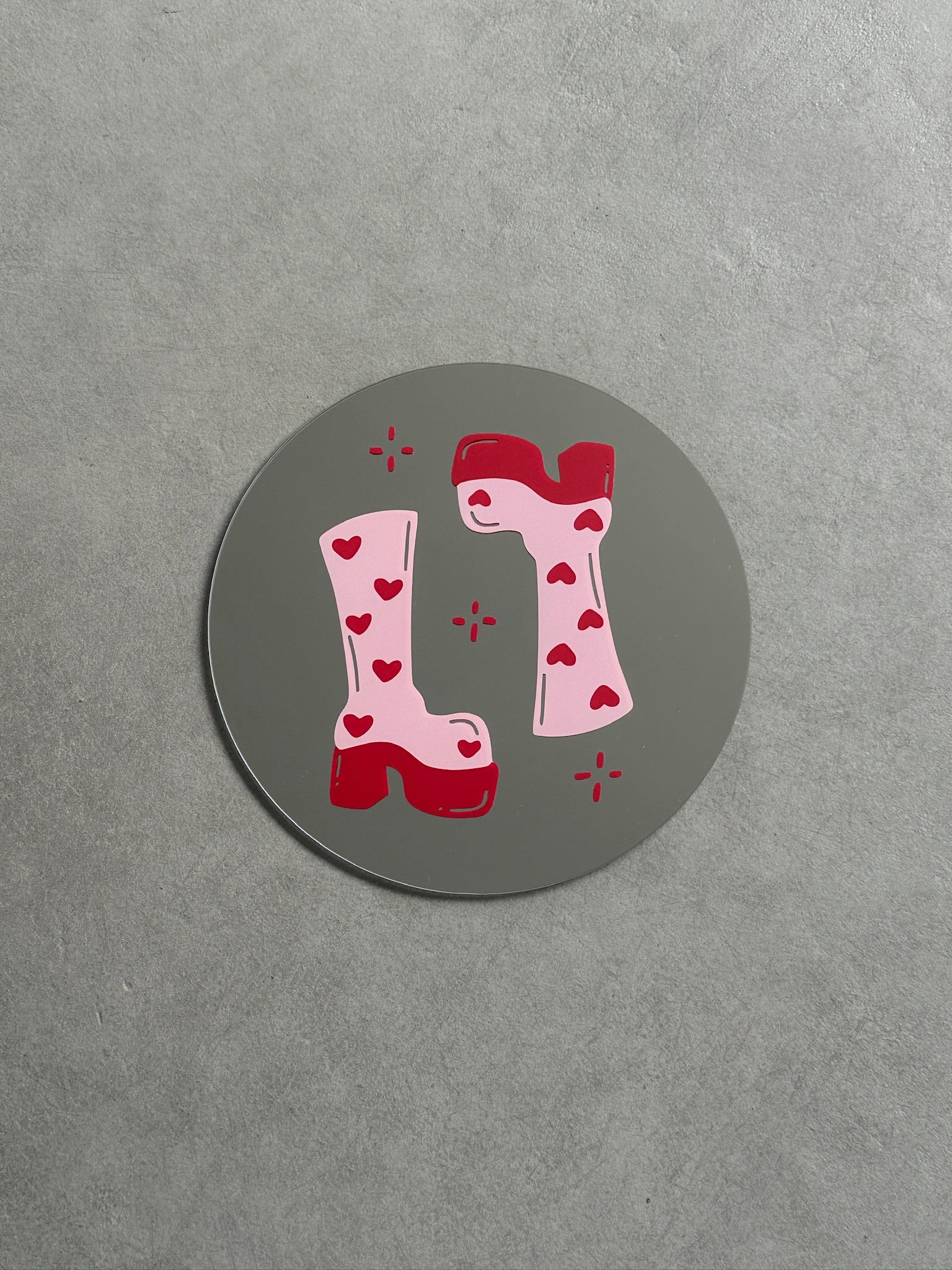 Boots of love mirror babypink red