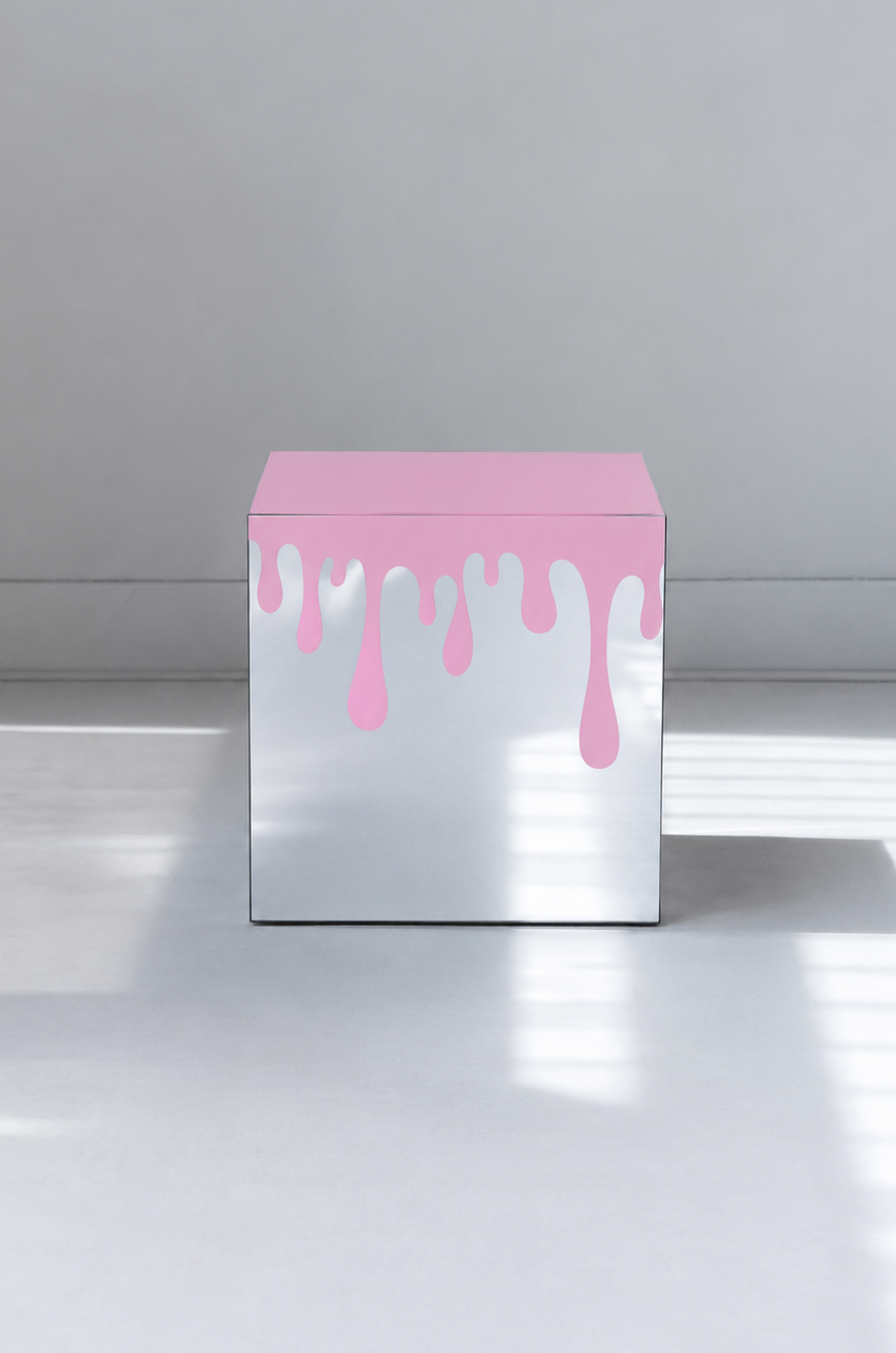Spiegel kubus pink drip