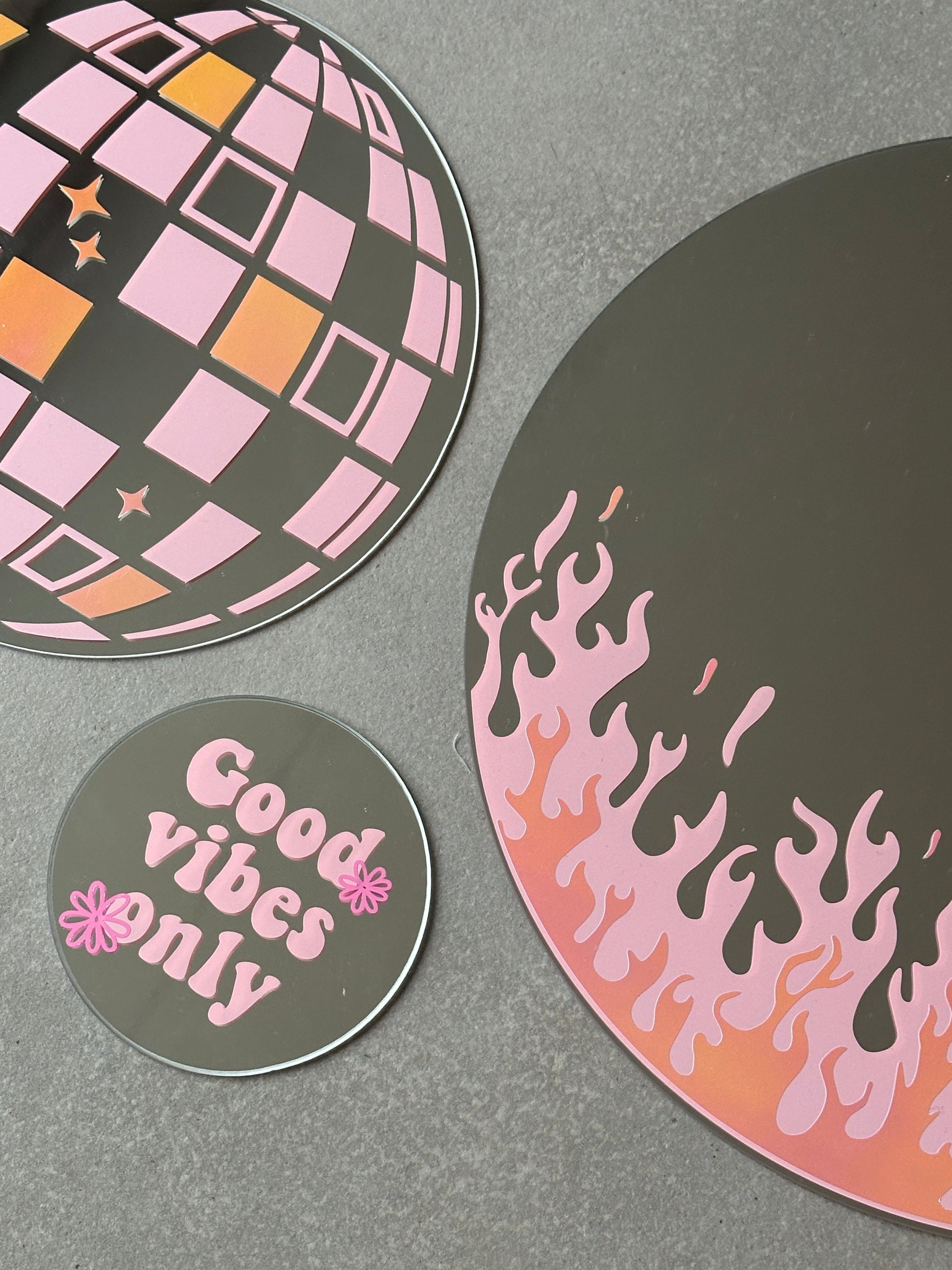 Discoball mirror babypink