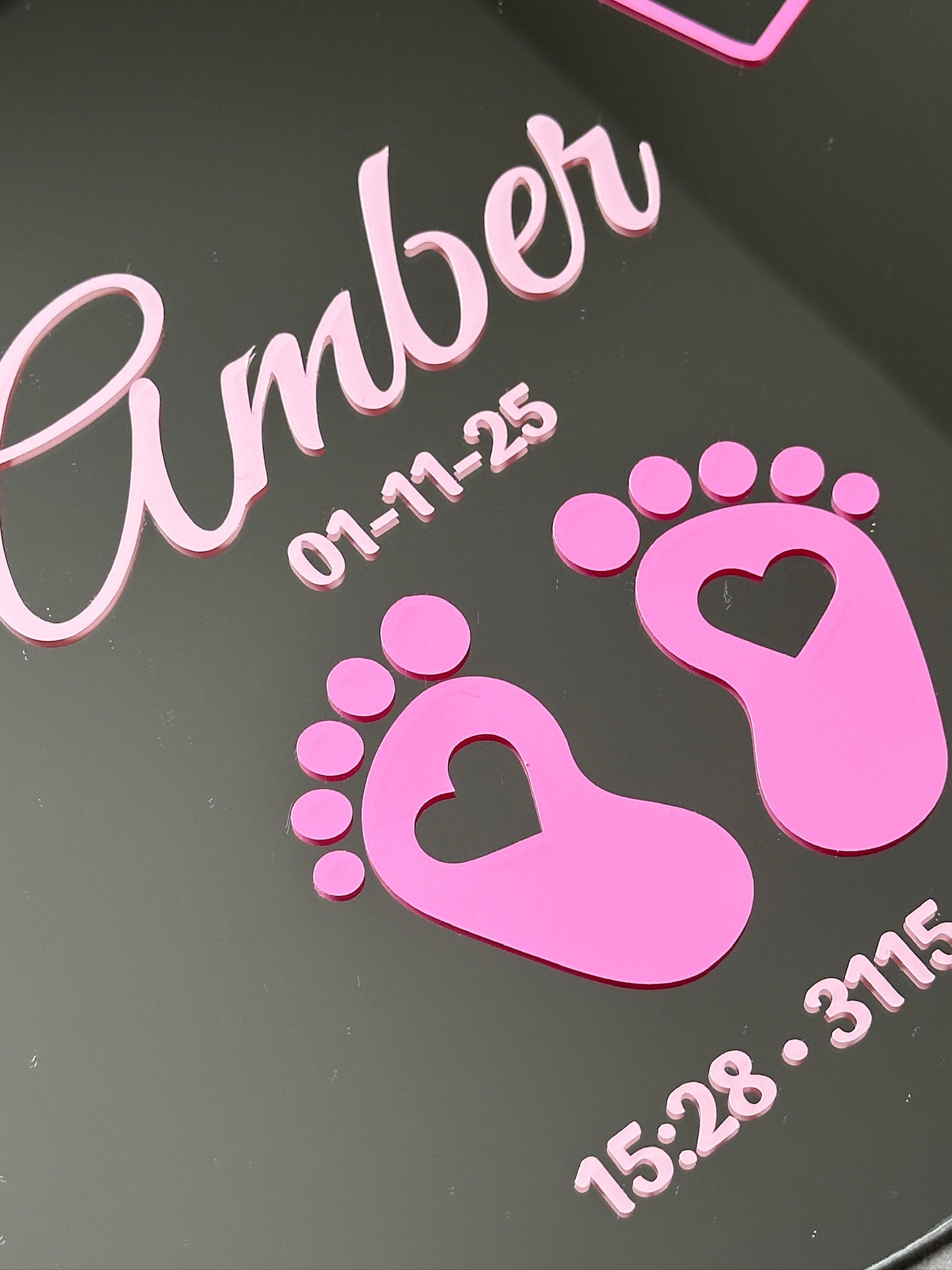 Custom geboorte spiegel pink tones