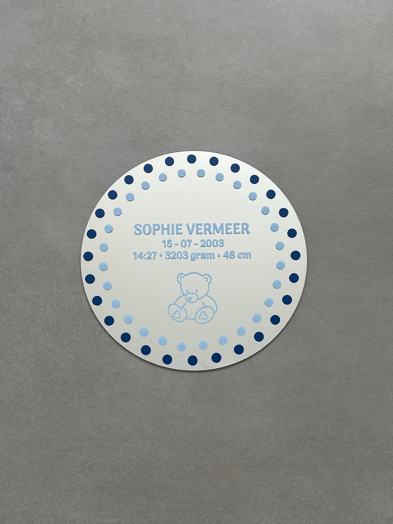 Geboorte spiegel cadeau gepersonaliseerd met beer