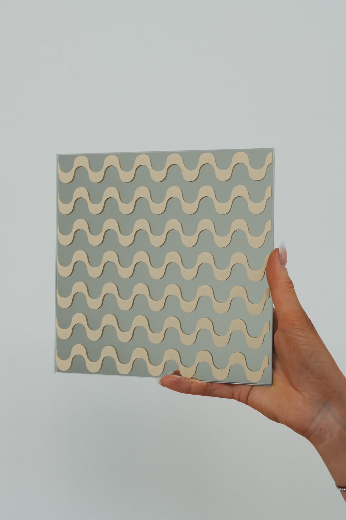Mirror candle plate 'wave'