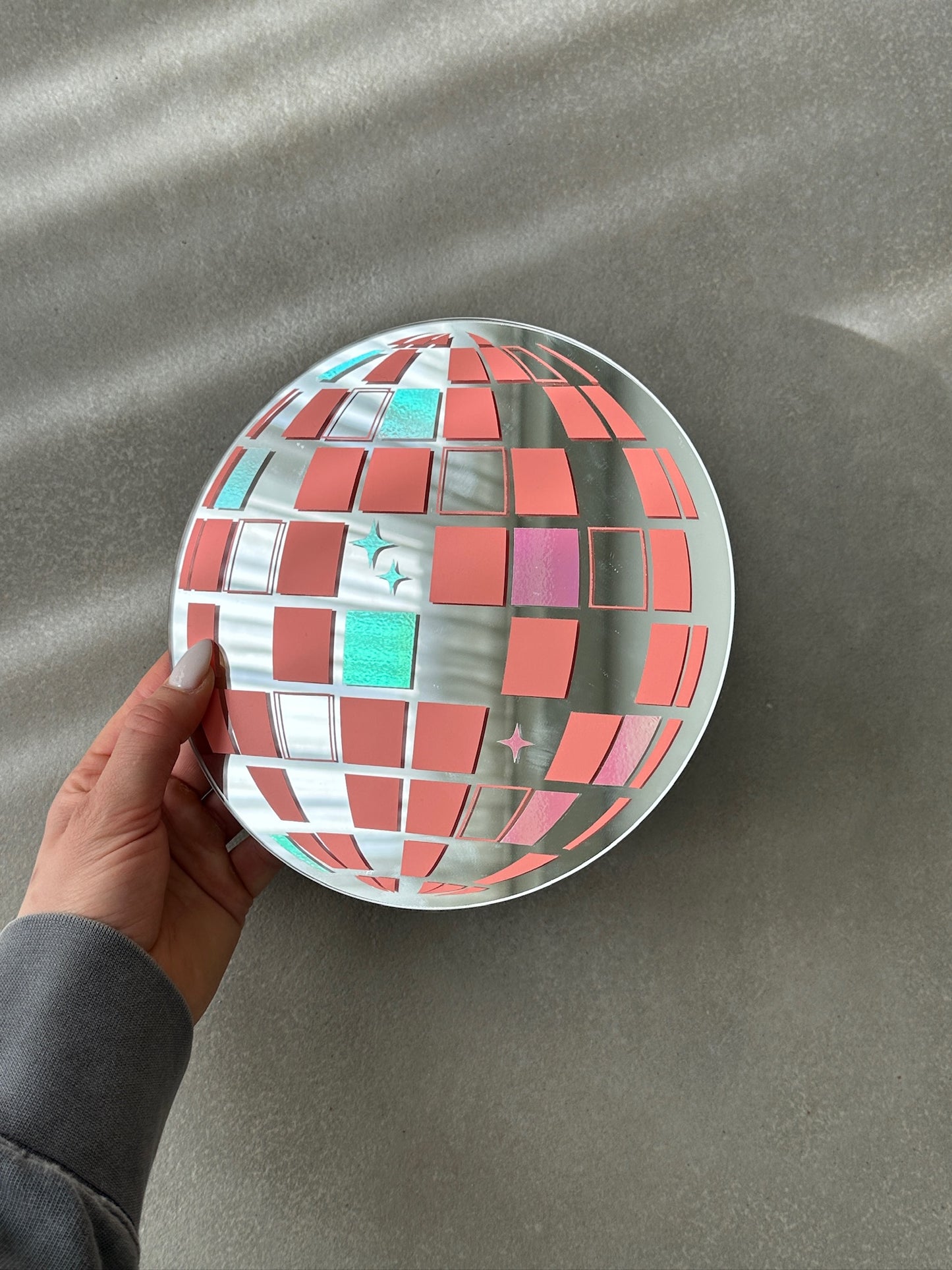 Discoball mirror peach