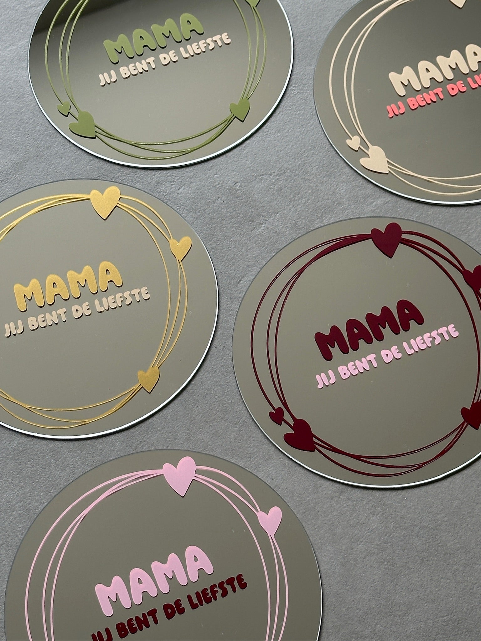 Mama je bent de liefste spiegel olive green sand