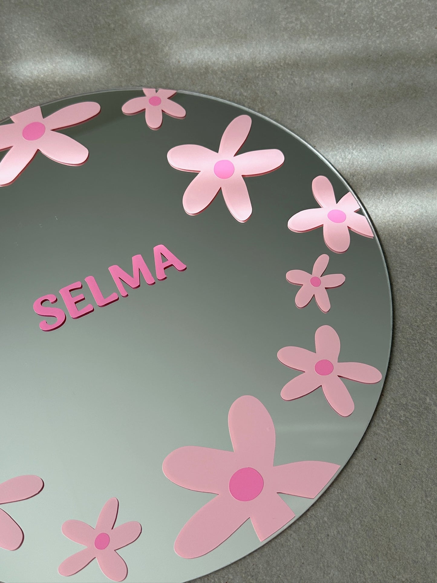 Customized flower field mirror babypink