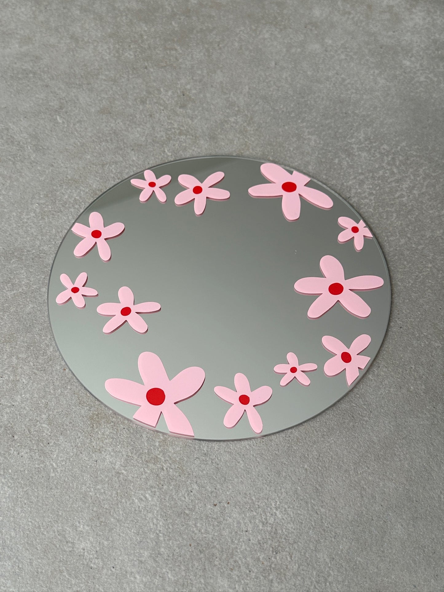 Flower field mirror babypink red