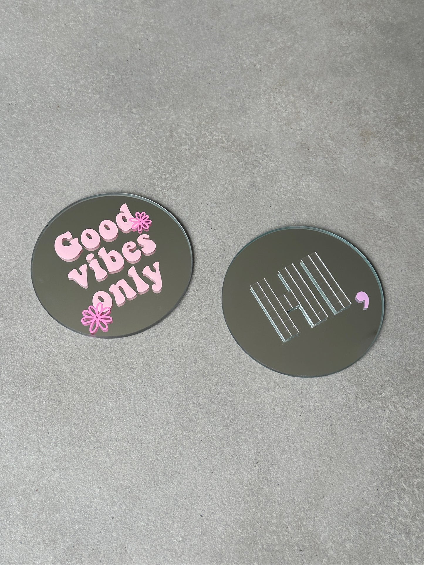 Good vibes only mirror babypink