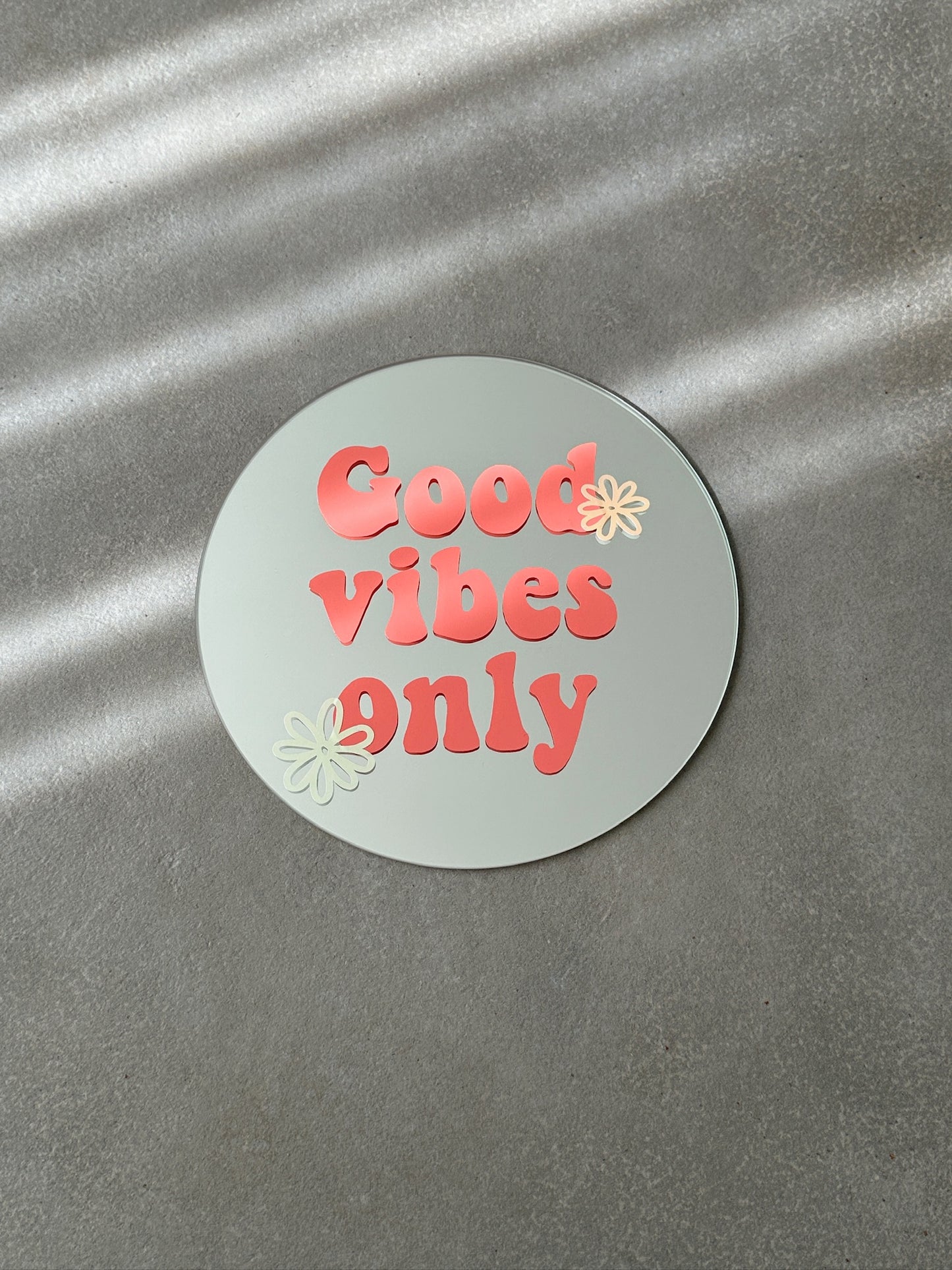 Good vibes only mirror peach