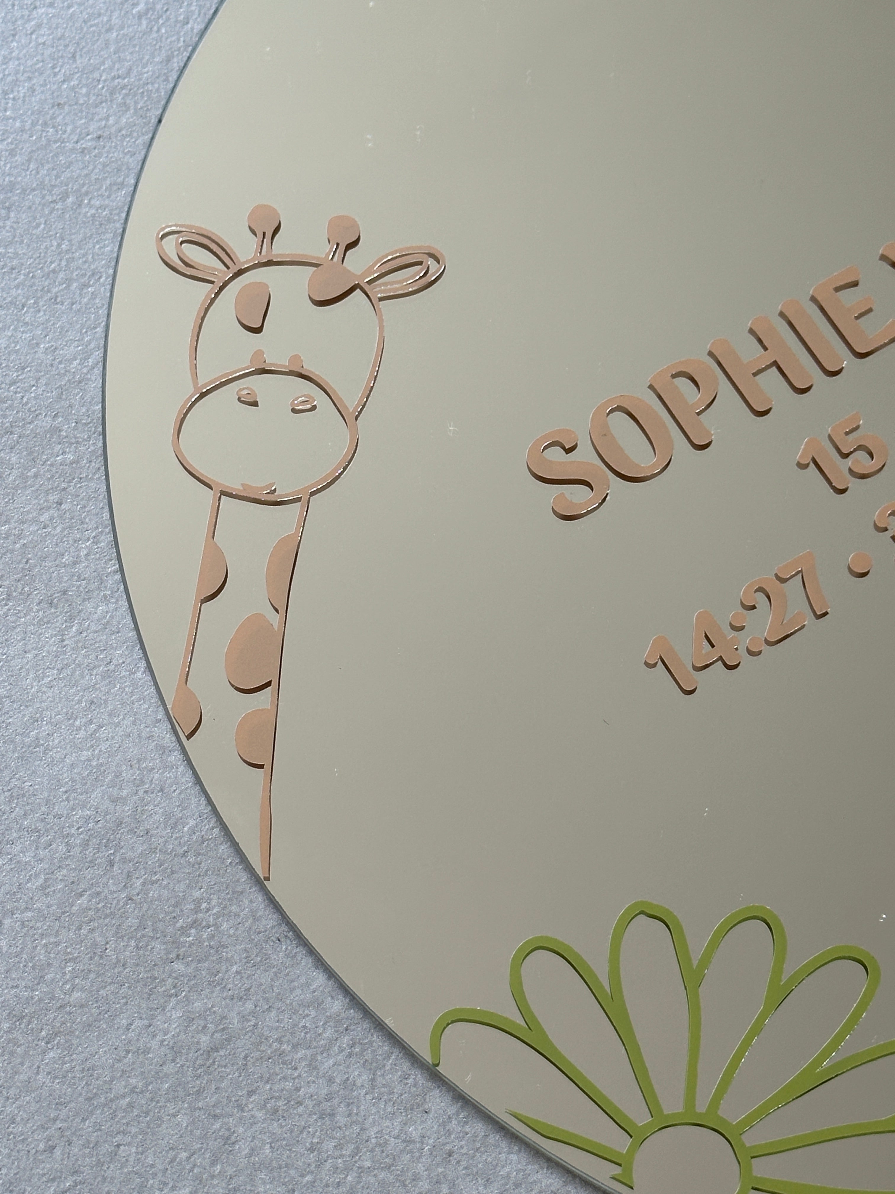 Custom giraf birth mirror beige tones