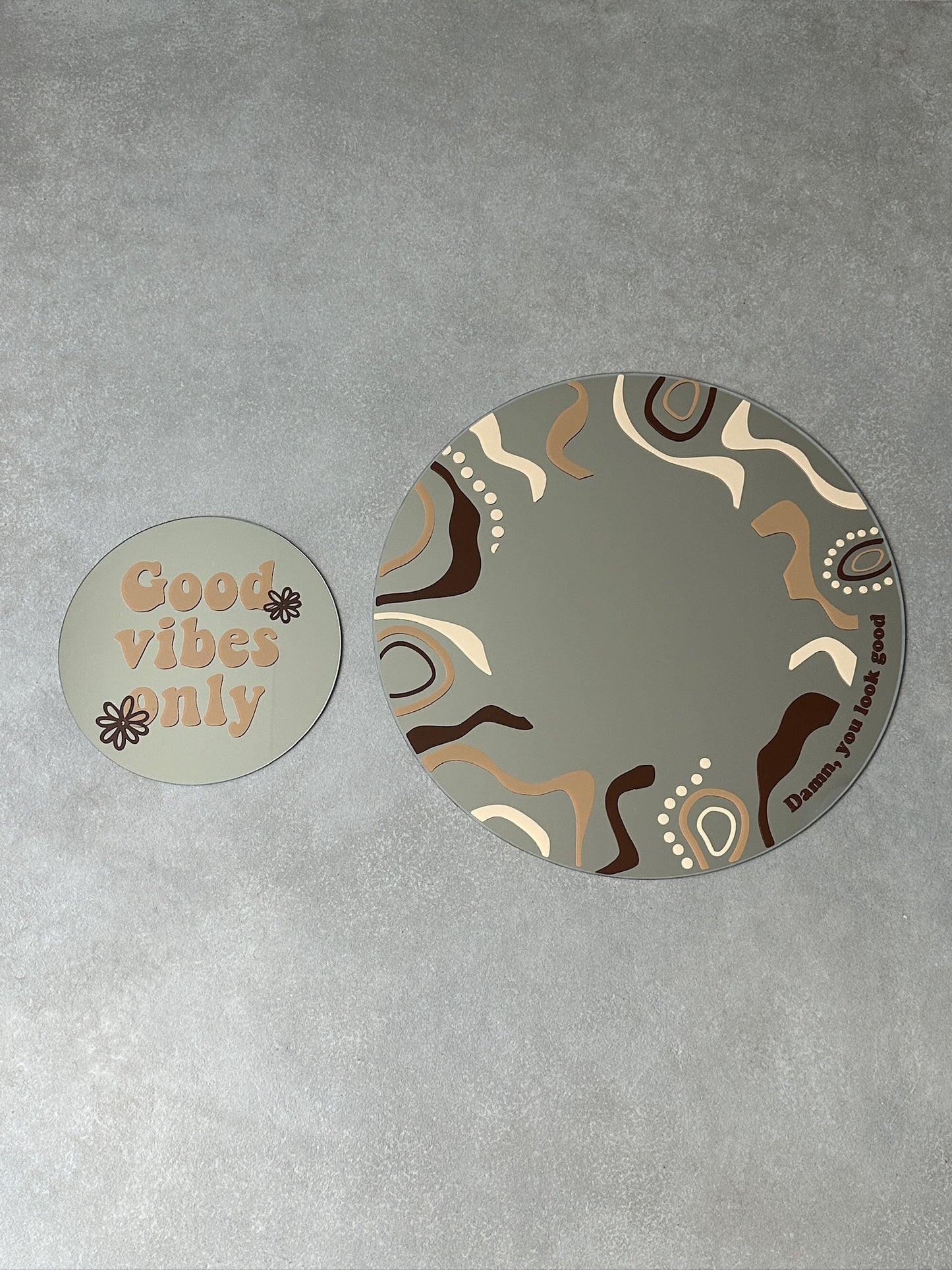 Good vibes only mirror caramel brown