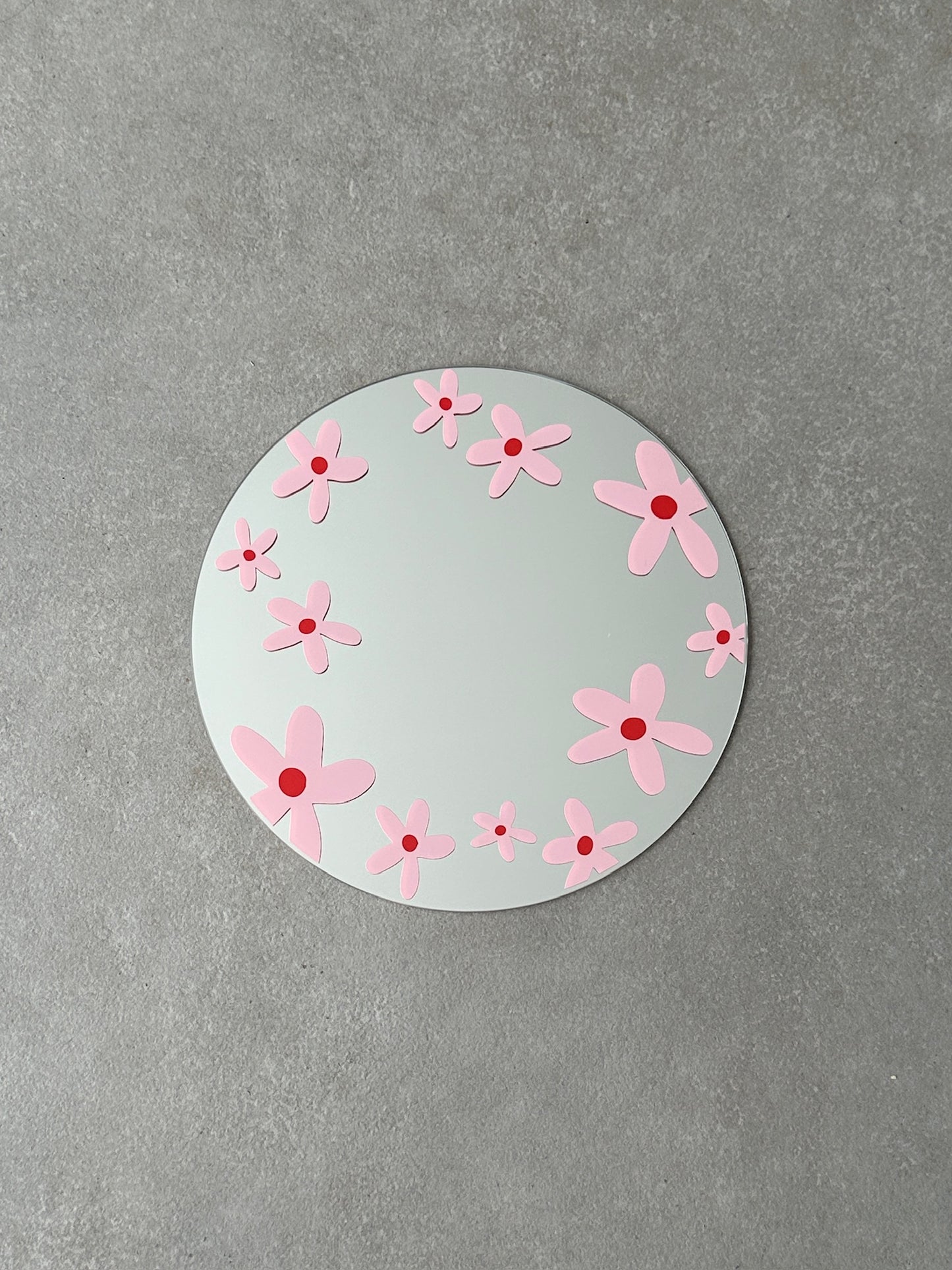 Flower field mirror babypink red