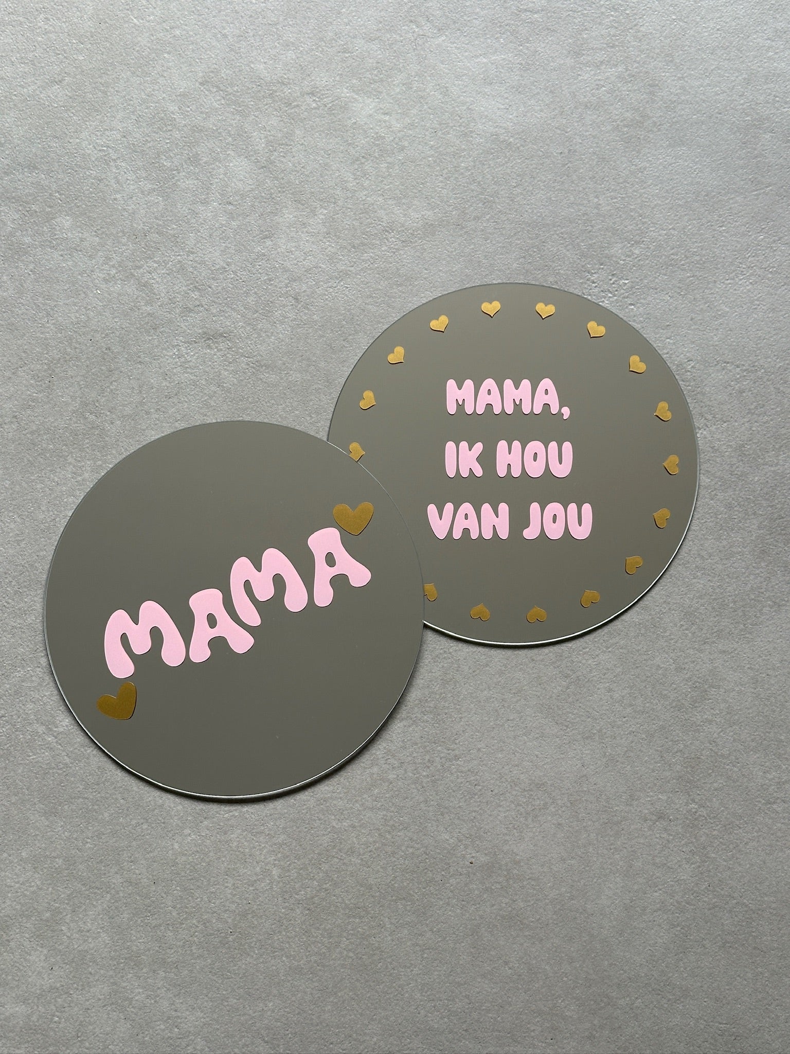 Mama, ik hou van jou spiegel babypink gold