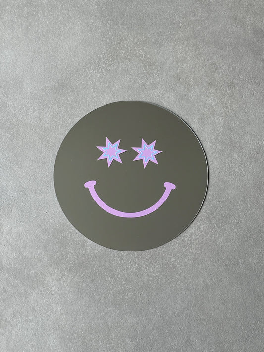 Star eyes smiley mirror lila