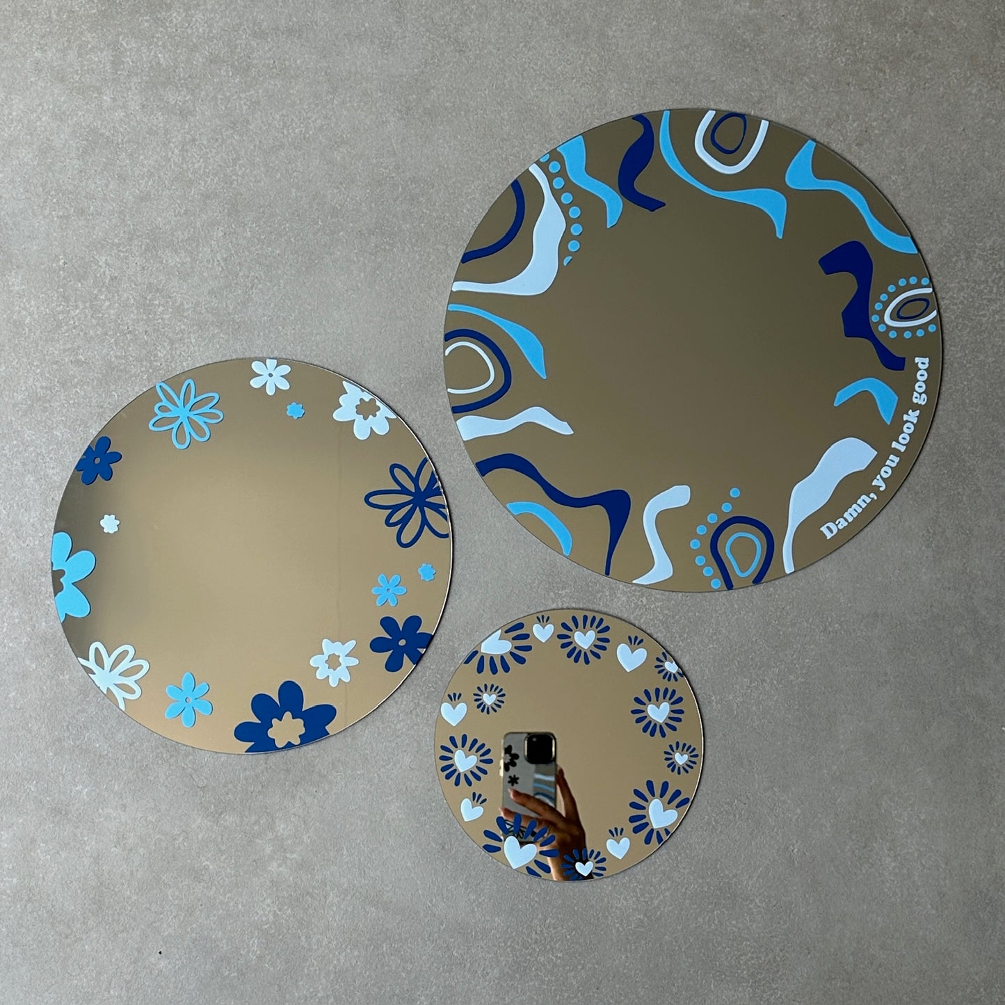 Flower multi mirror blue dark