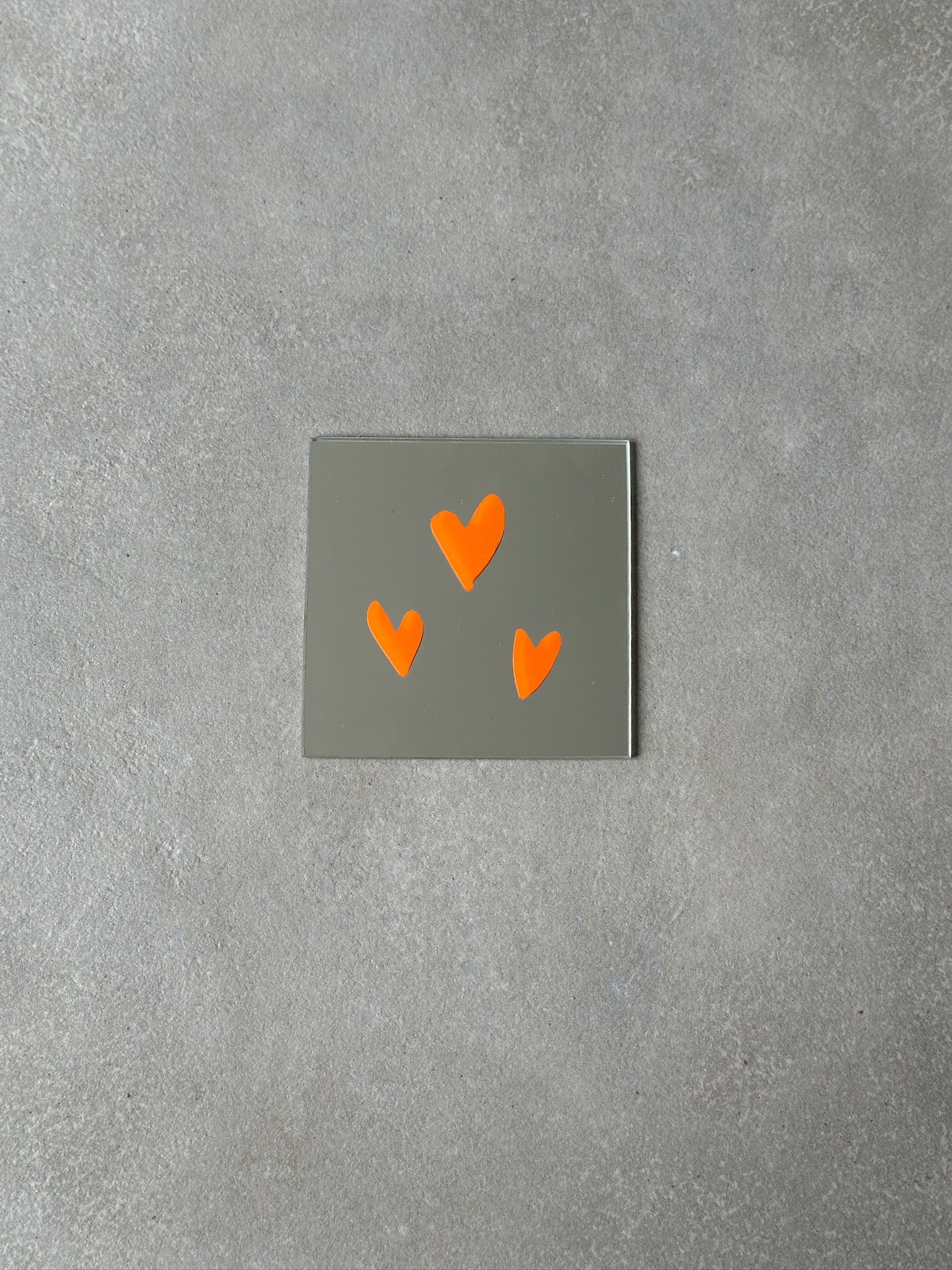 Hearts square orange mirror