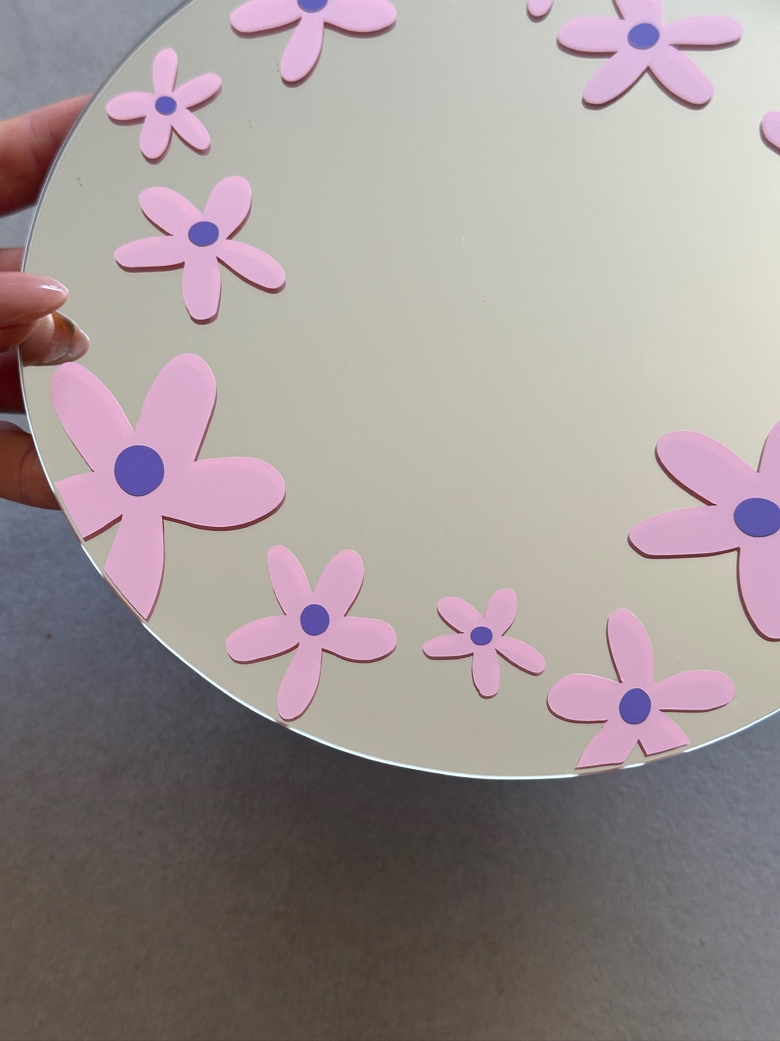 Flower field mirror babypink dark purple