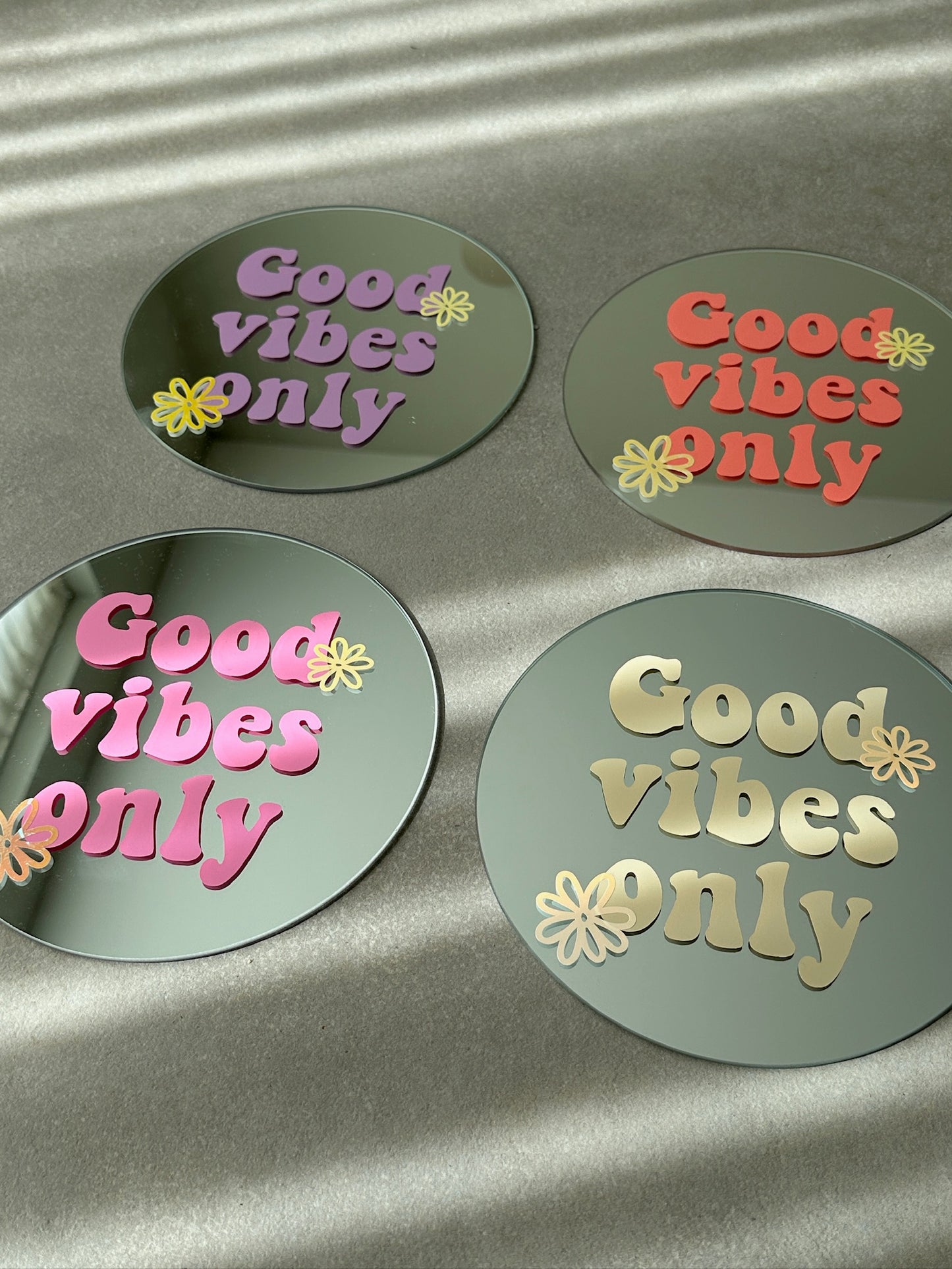 Good vibes only mirror peach