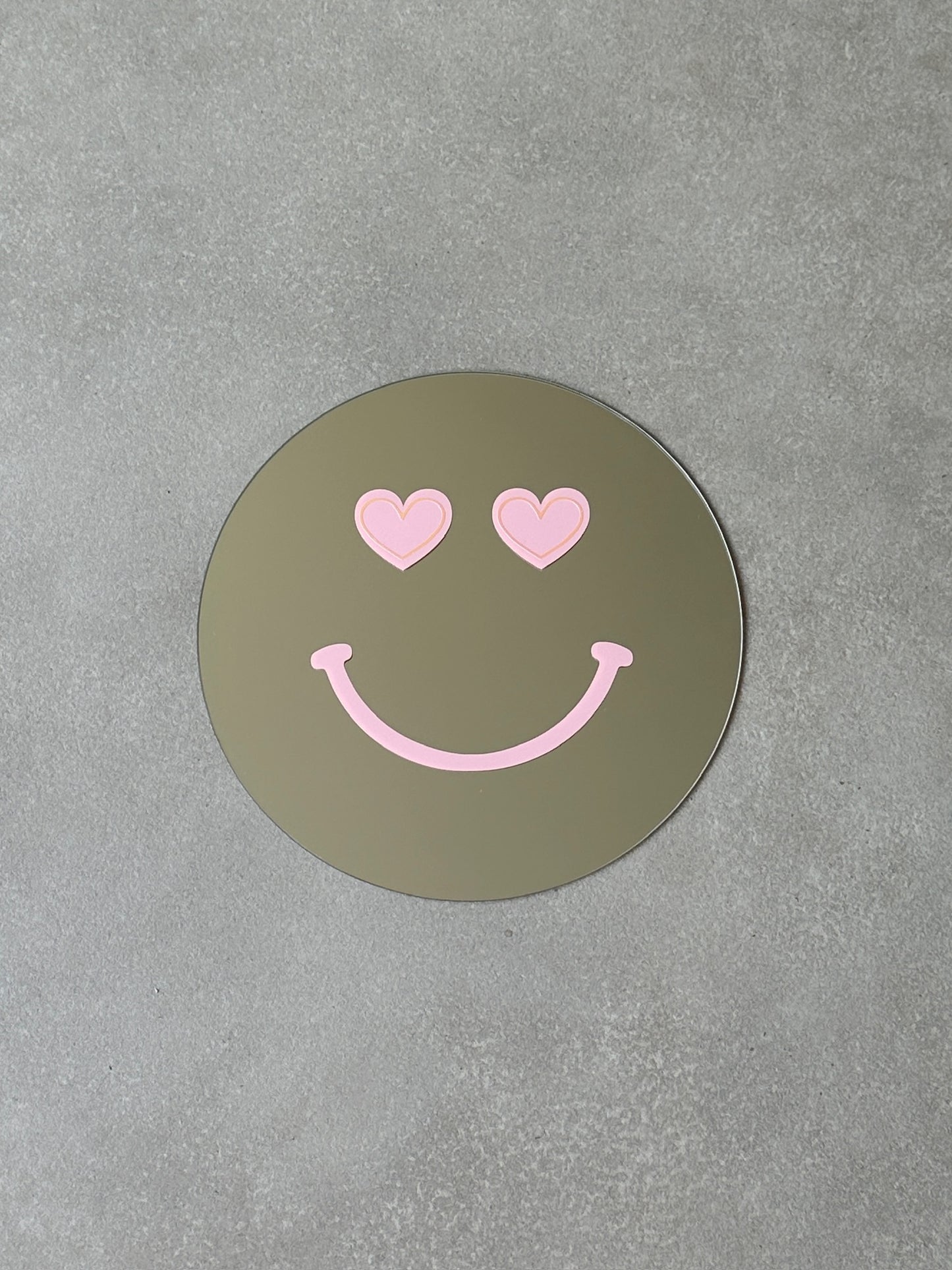 Heart eyes smiley mirror babypink