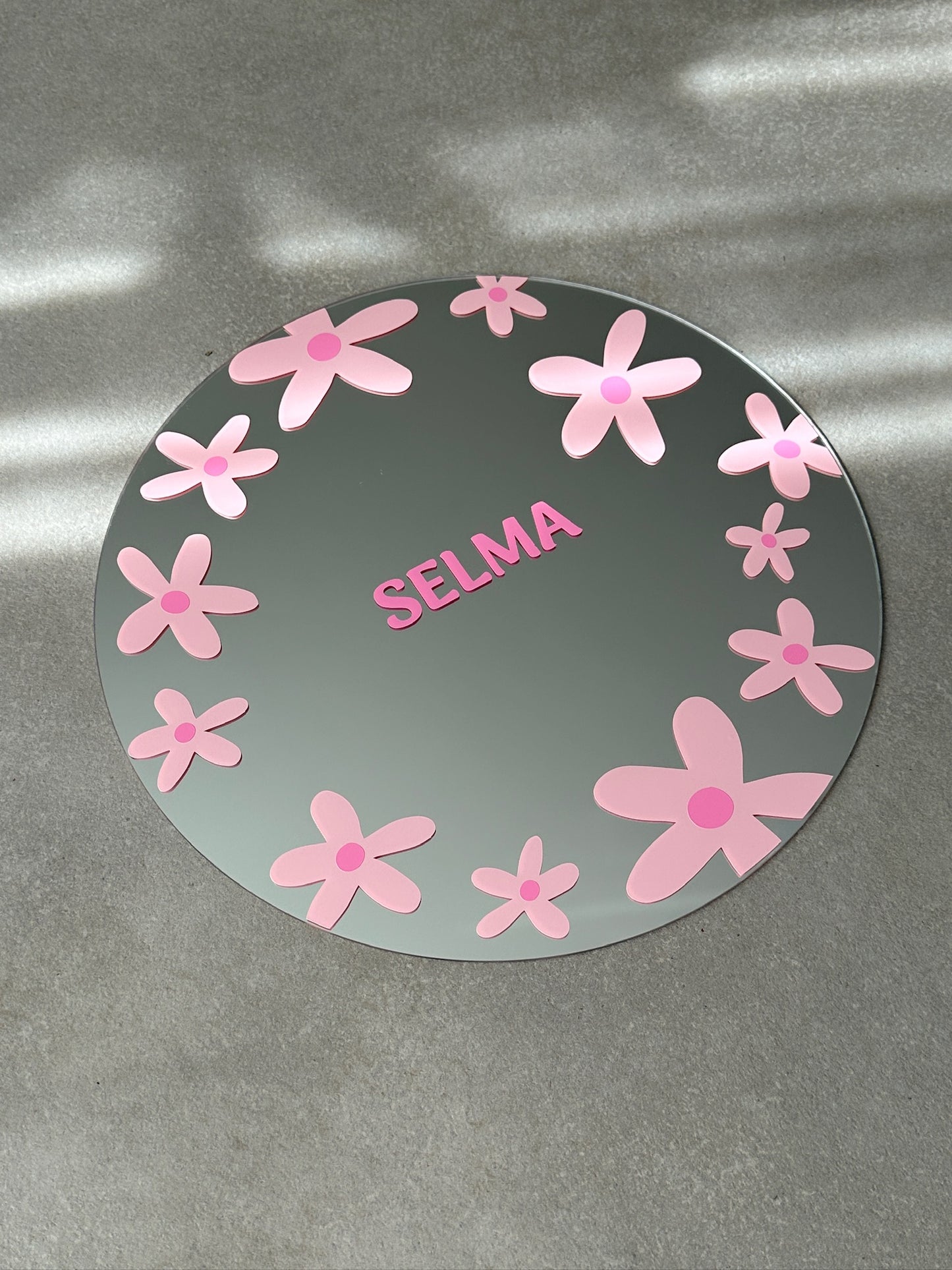 Customized flower field mirror babypink