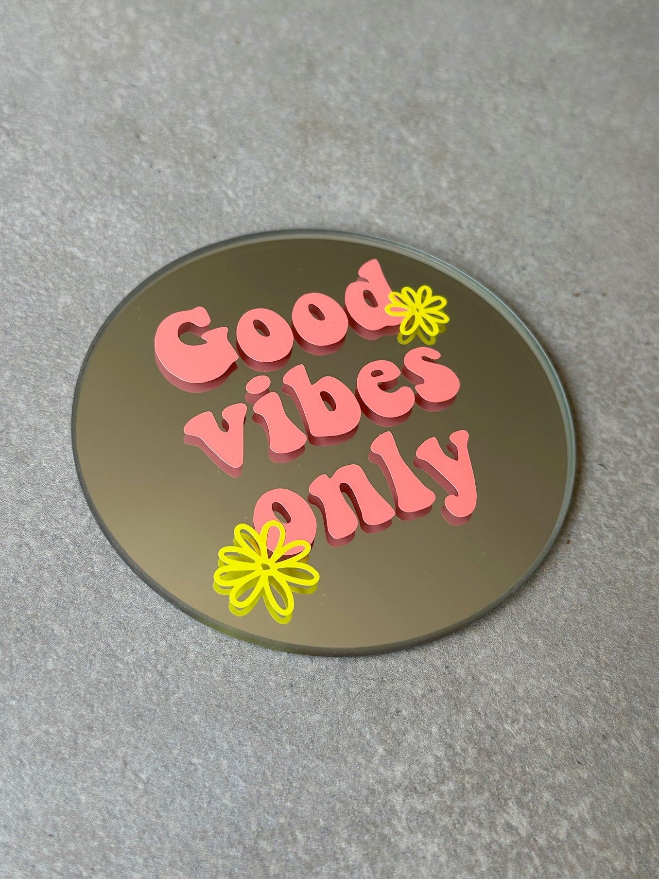 Good vibes only mirror peach