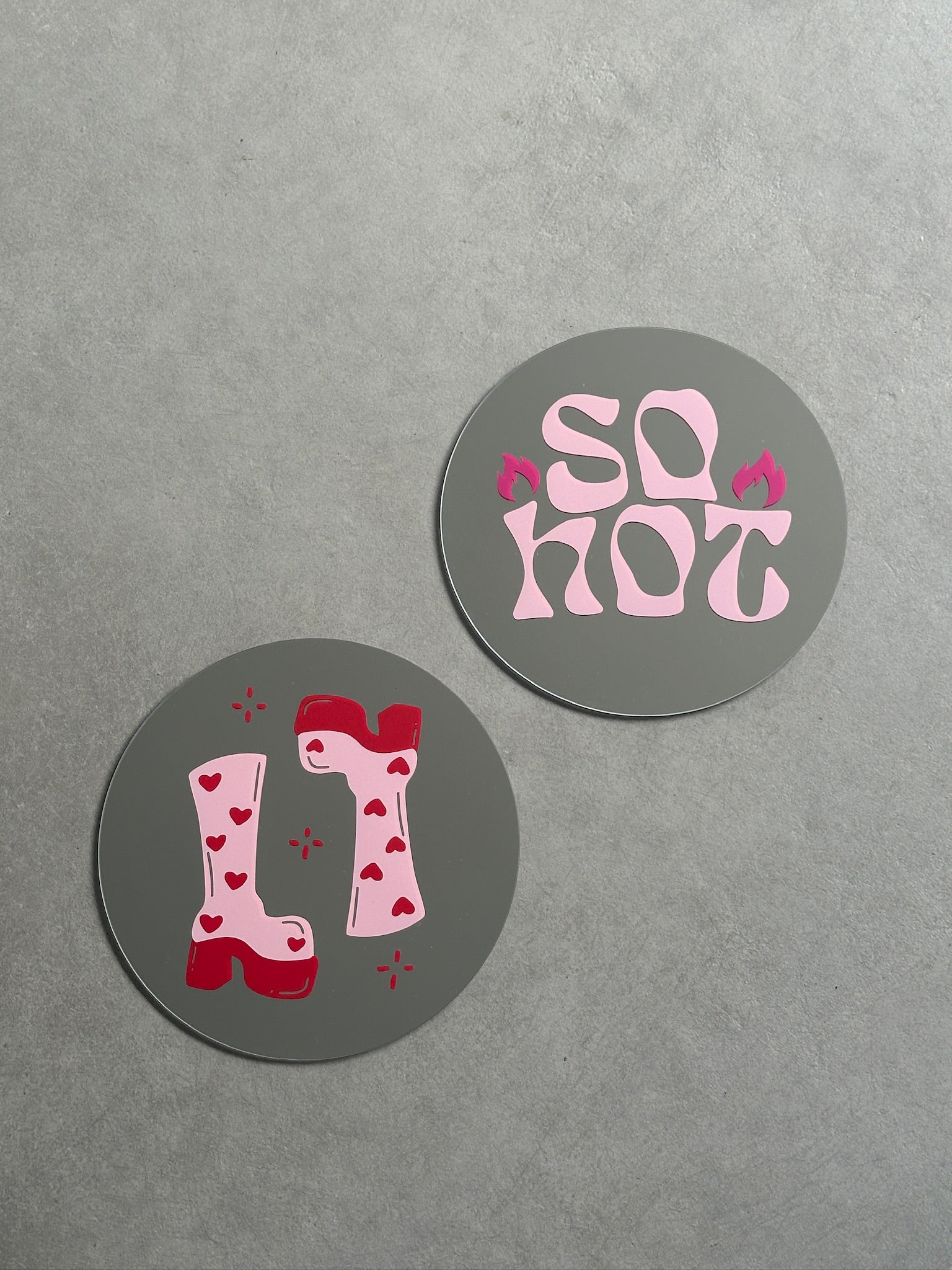 Boots of love mirror babypink red