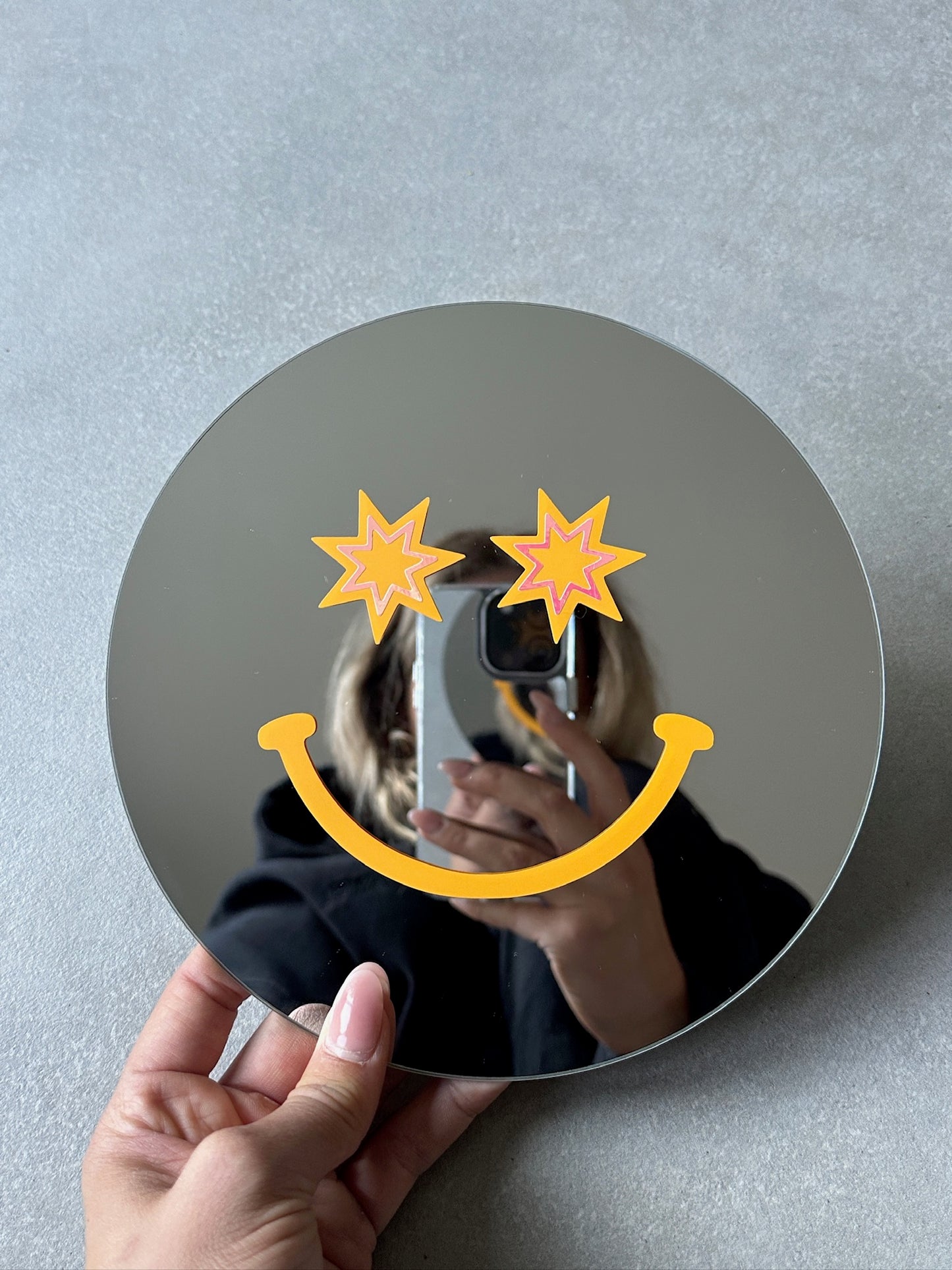 Smiley star mirror orange