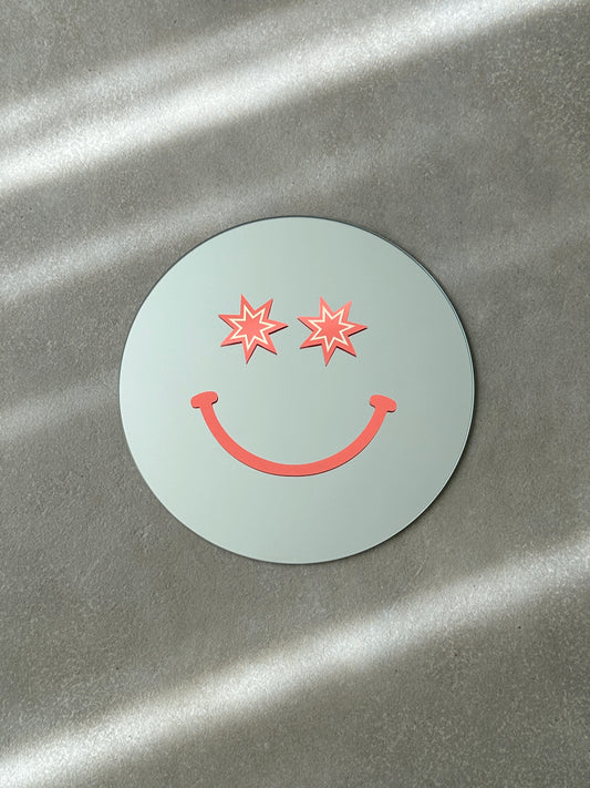 Smiley star mirror peach