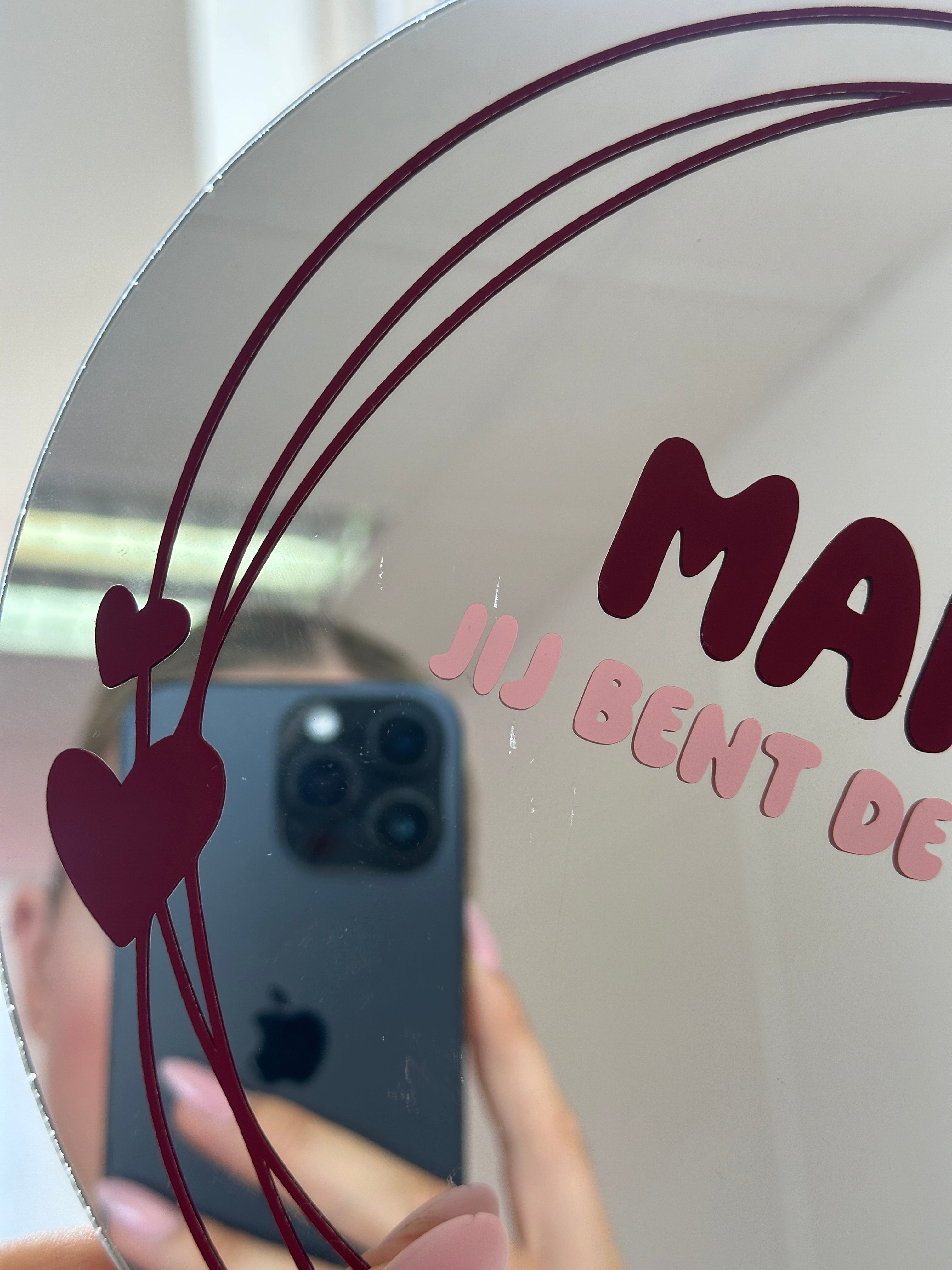 Damaged mama je bent de liefste spiegel burgundy babypink