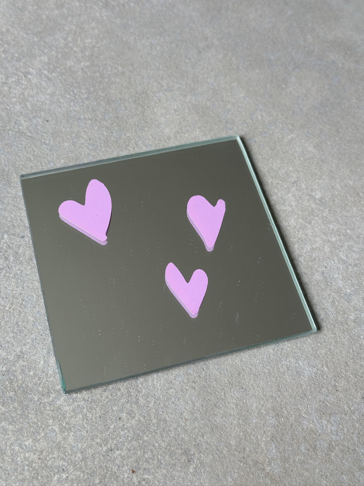 Hearts square lila mirror