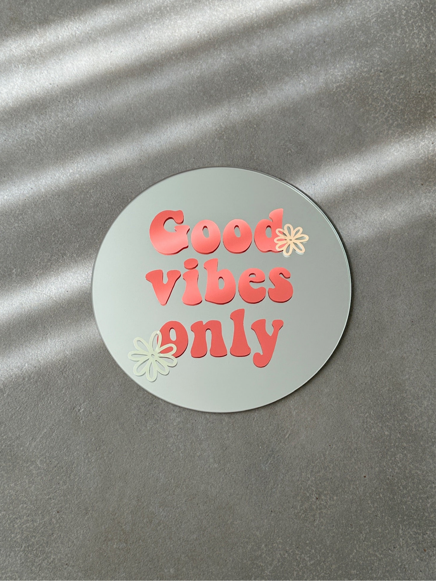 Good vibes only mirror peach