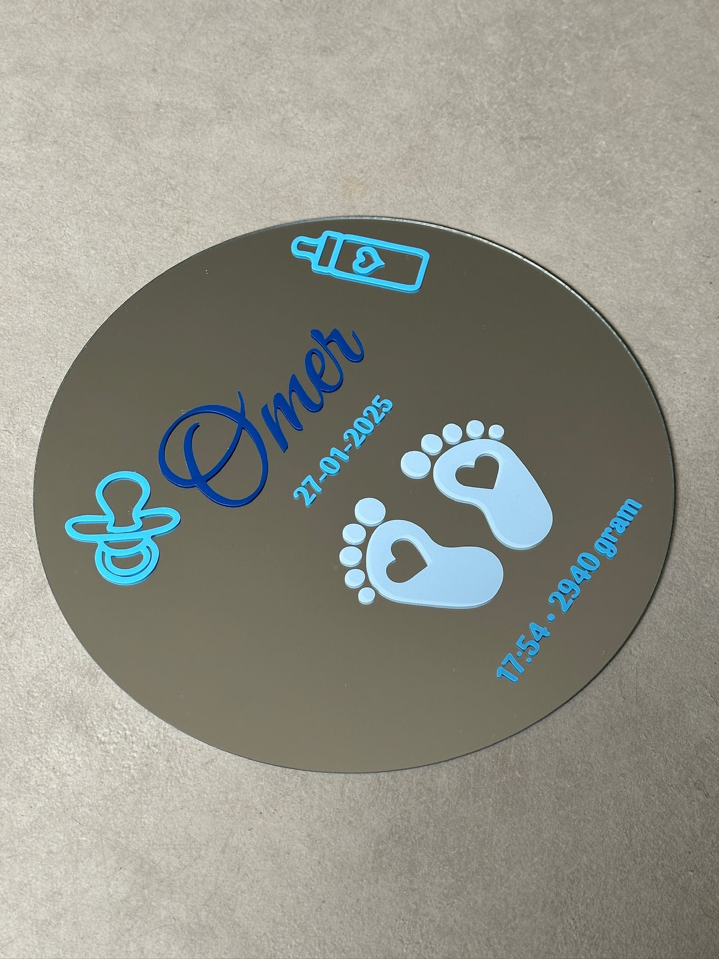 Birth custom mirror blue tones